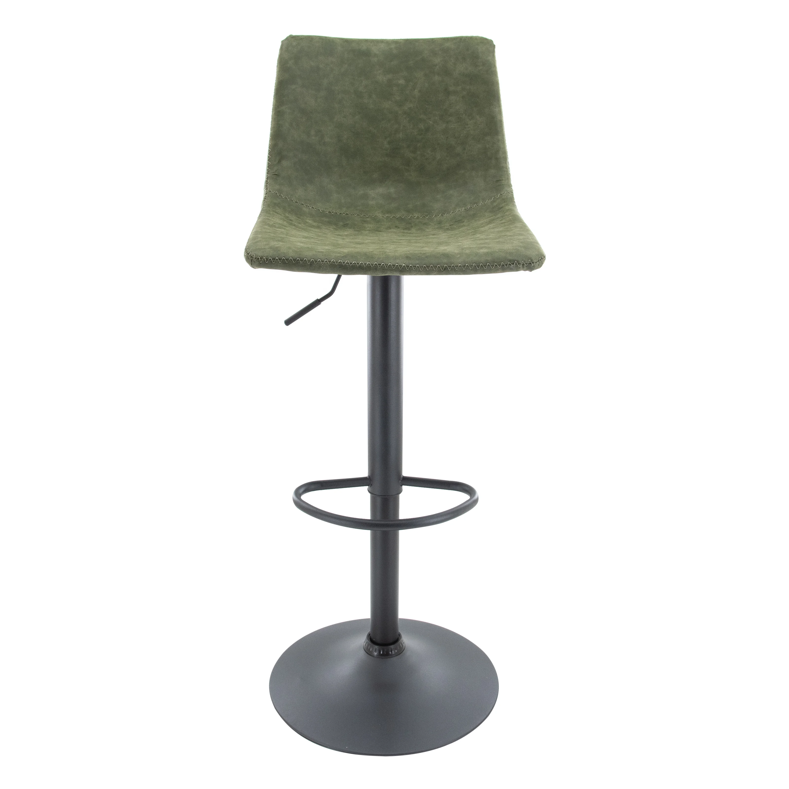 Tilbury Modern Adjustable Bar Stool With Footrest & 360-Degree Swivel Set of 2 in Olive Green