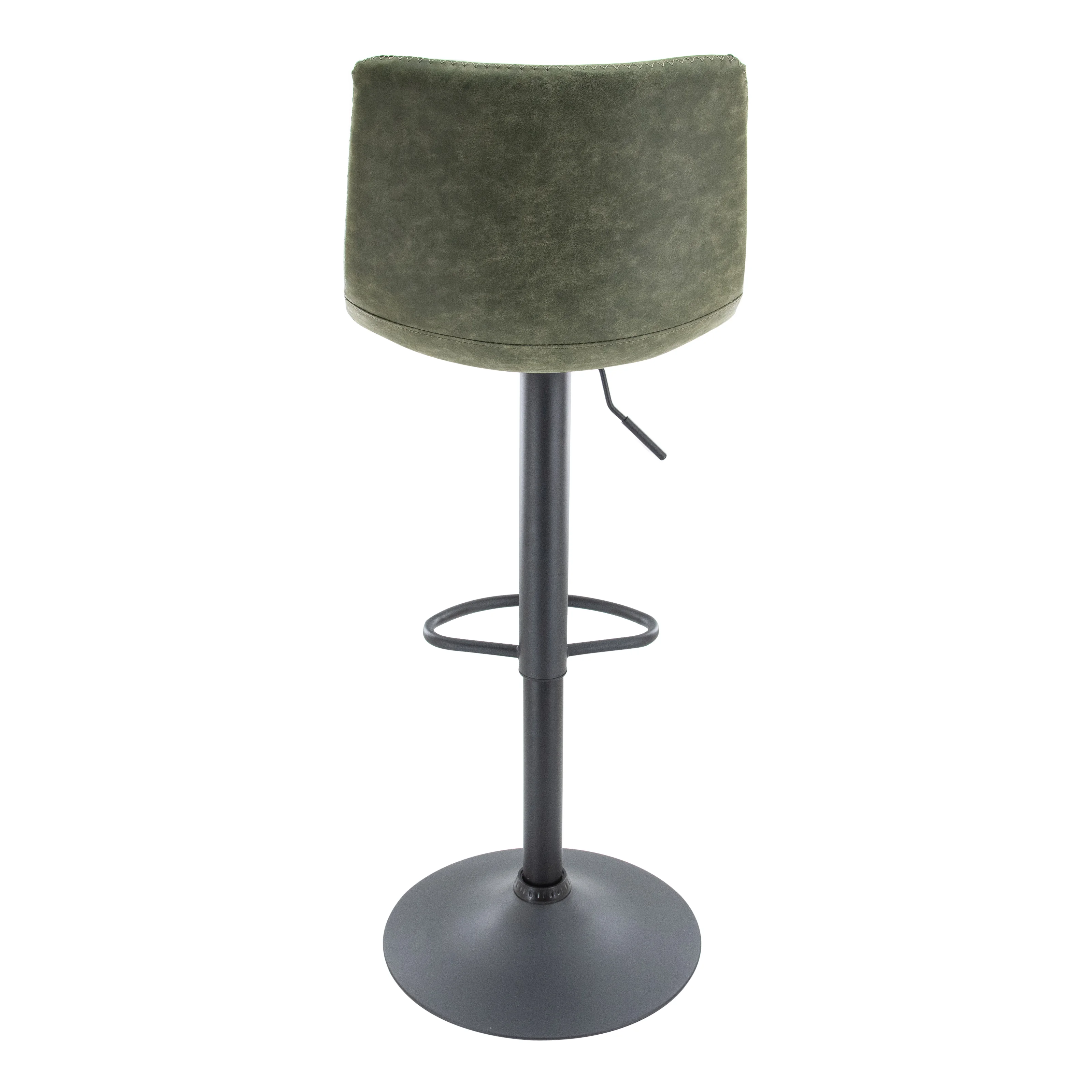 Tilbury Modern Adjustable Bar Stool With Footrest & 360-Degree Swivel Set of 2 in Olive Green