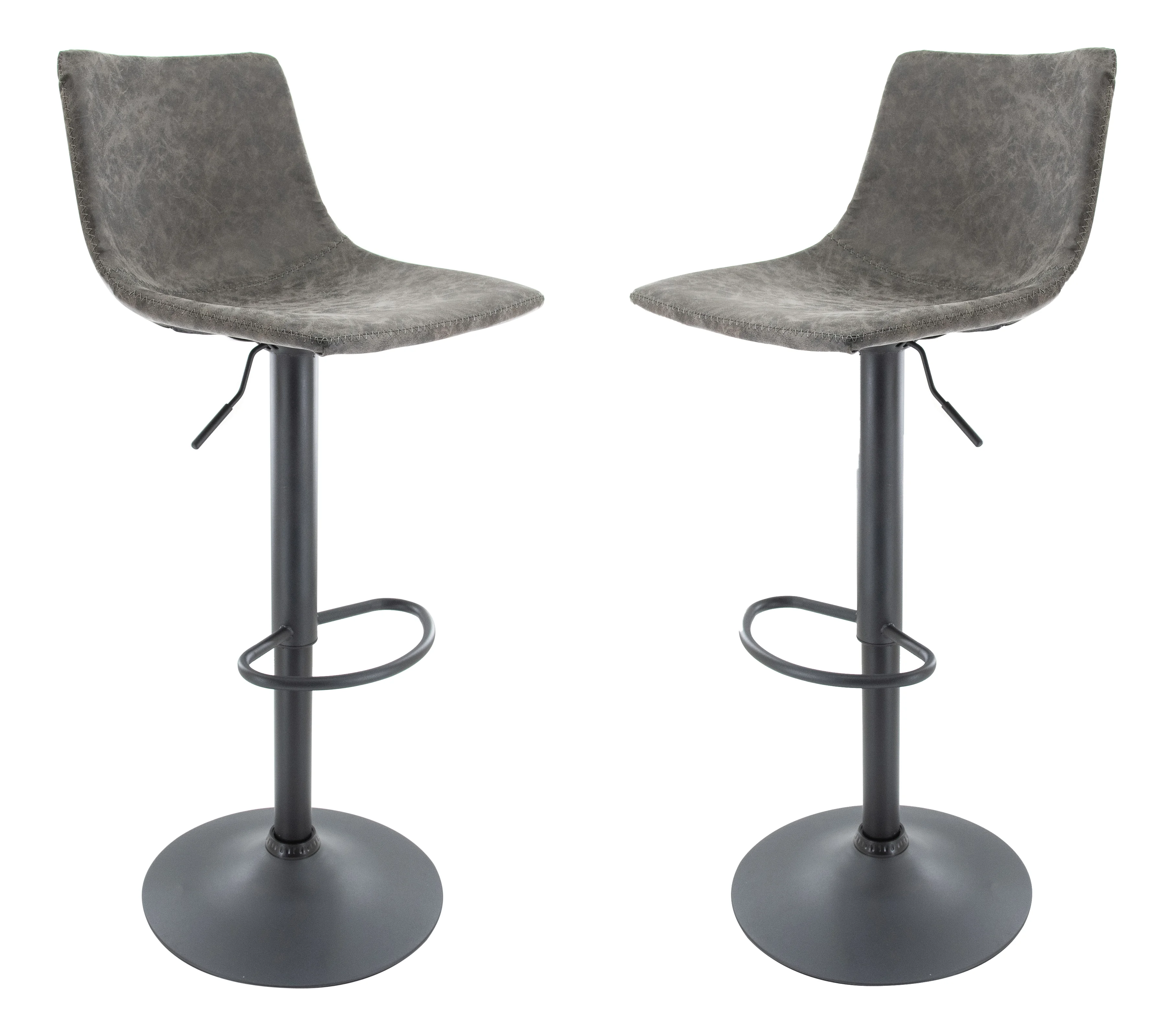 Tilbury Modern Adjustable Bar Stool With Footrest & 360-Degree Swivel Set of 2 in Grey