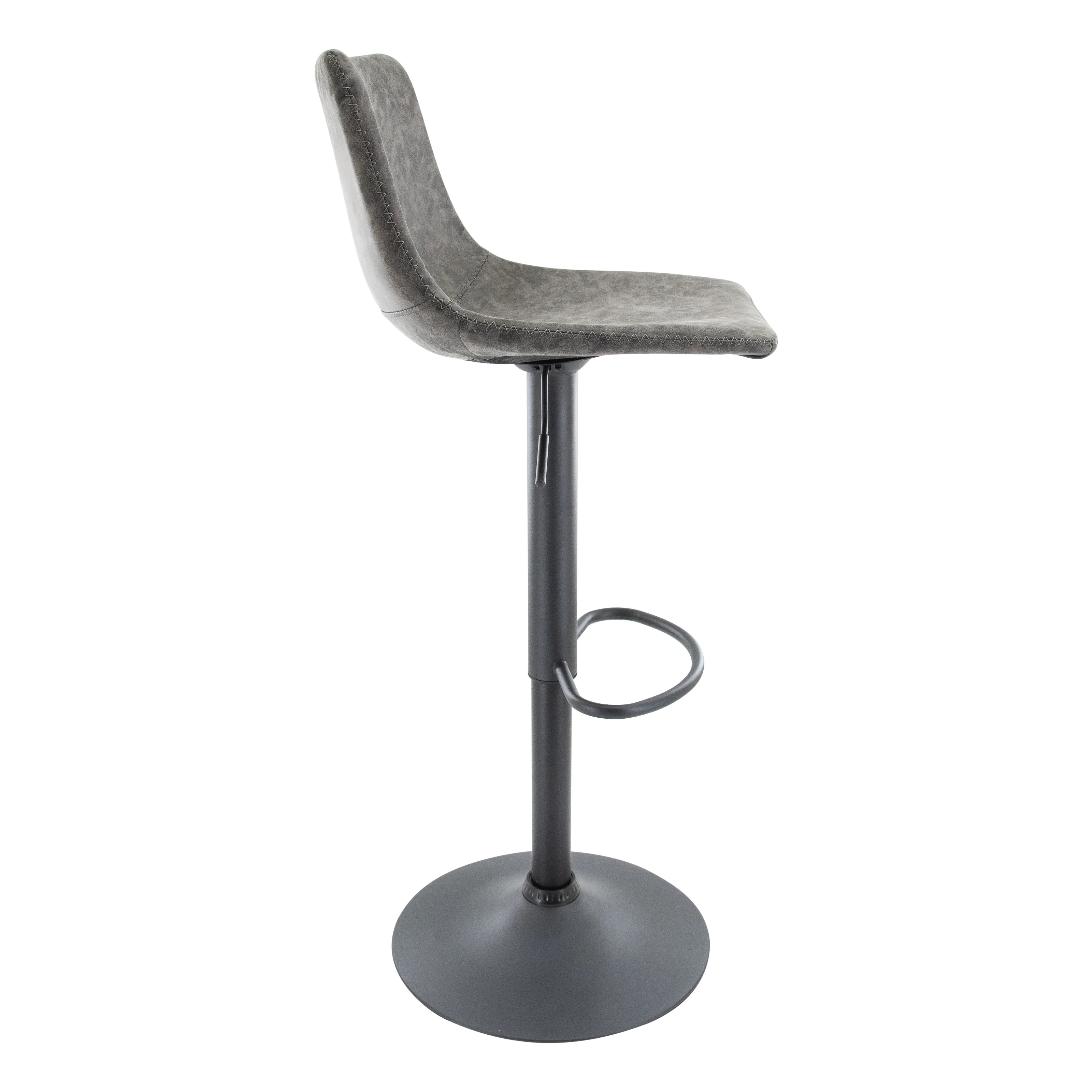 Tilbury Modern Adjustable Bar Stool With Footrest & 360-Degree Swivel Set of 2 in Grey