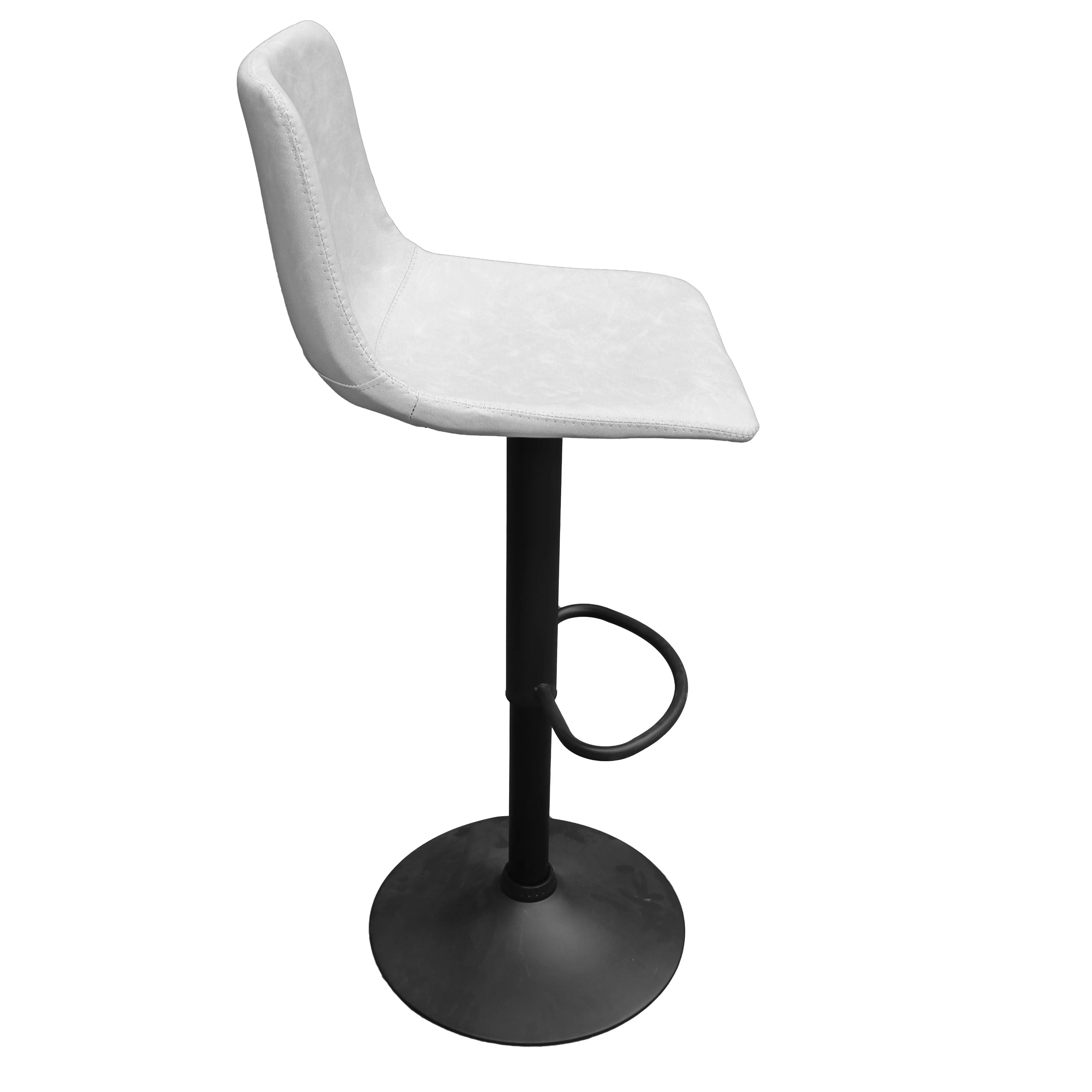 Tilbury Modern Adjustable Bar Stool With Footrest & 360-Degree Swivel in Light Grey