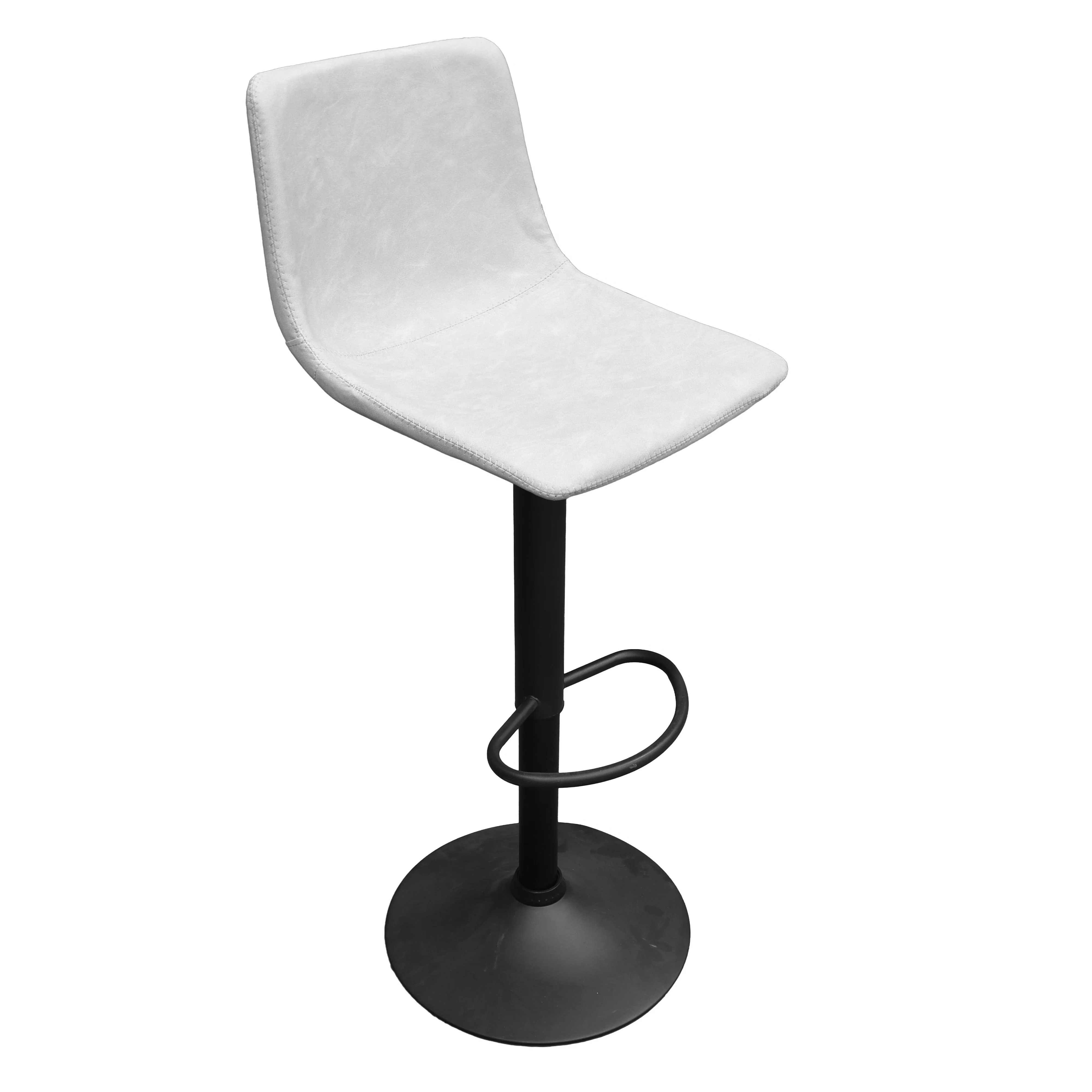 Tilbury Modern Adjustable Bar Stool With Footrest & 360-Degree Swivel in Light Grey