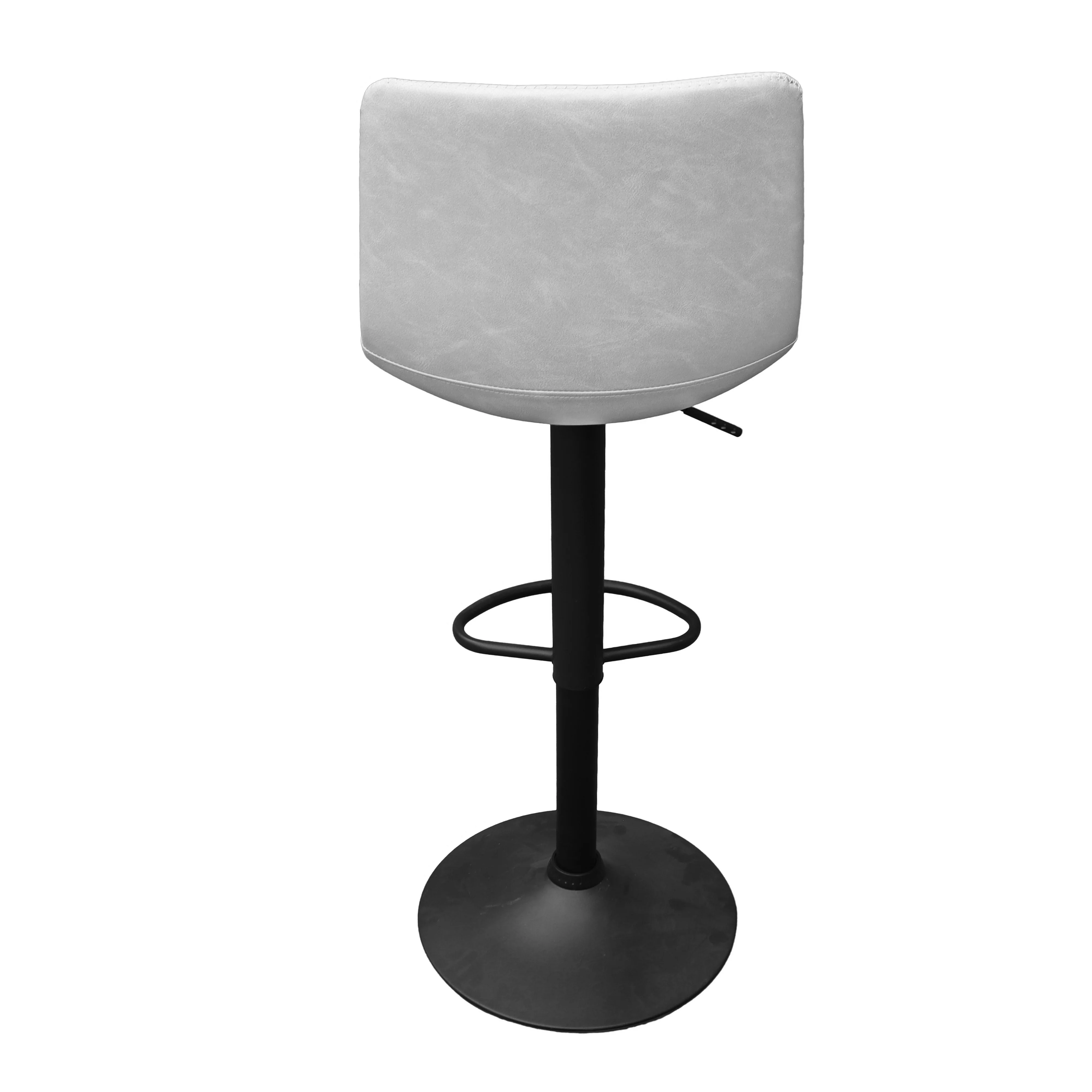 Tilbury Modern Adjustable Bar Stool With Footrest & 360-Degree Swivel in Light Grey