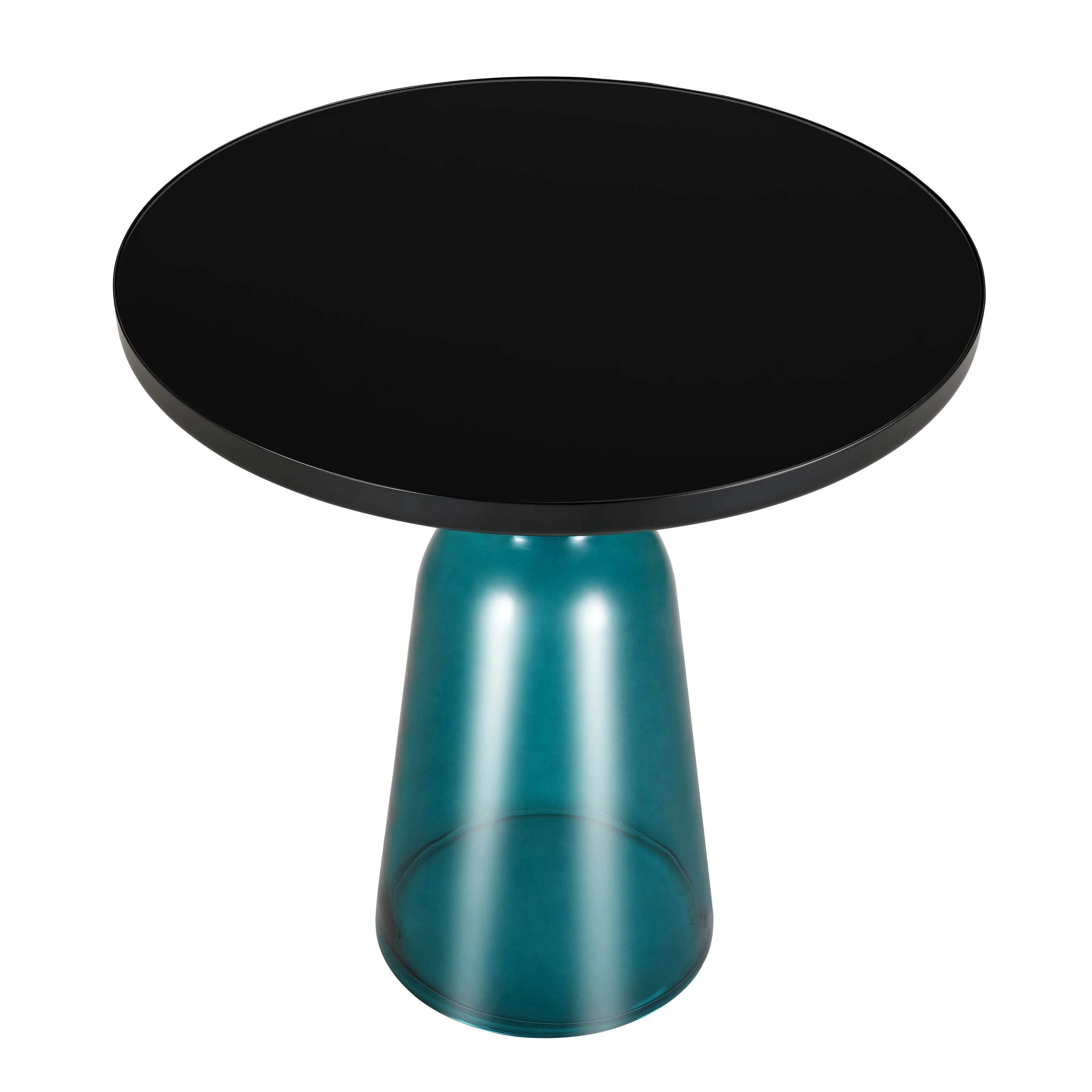 Tully Collection Glass side Table Blue glass, Black Rim with Black Glass top
