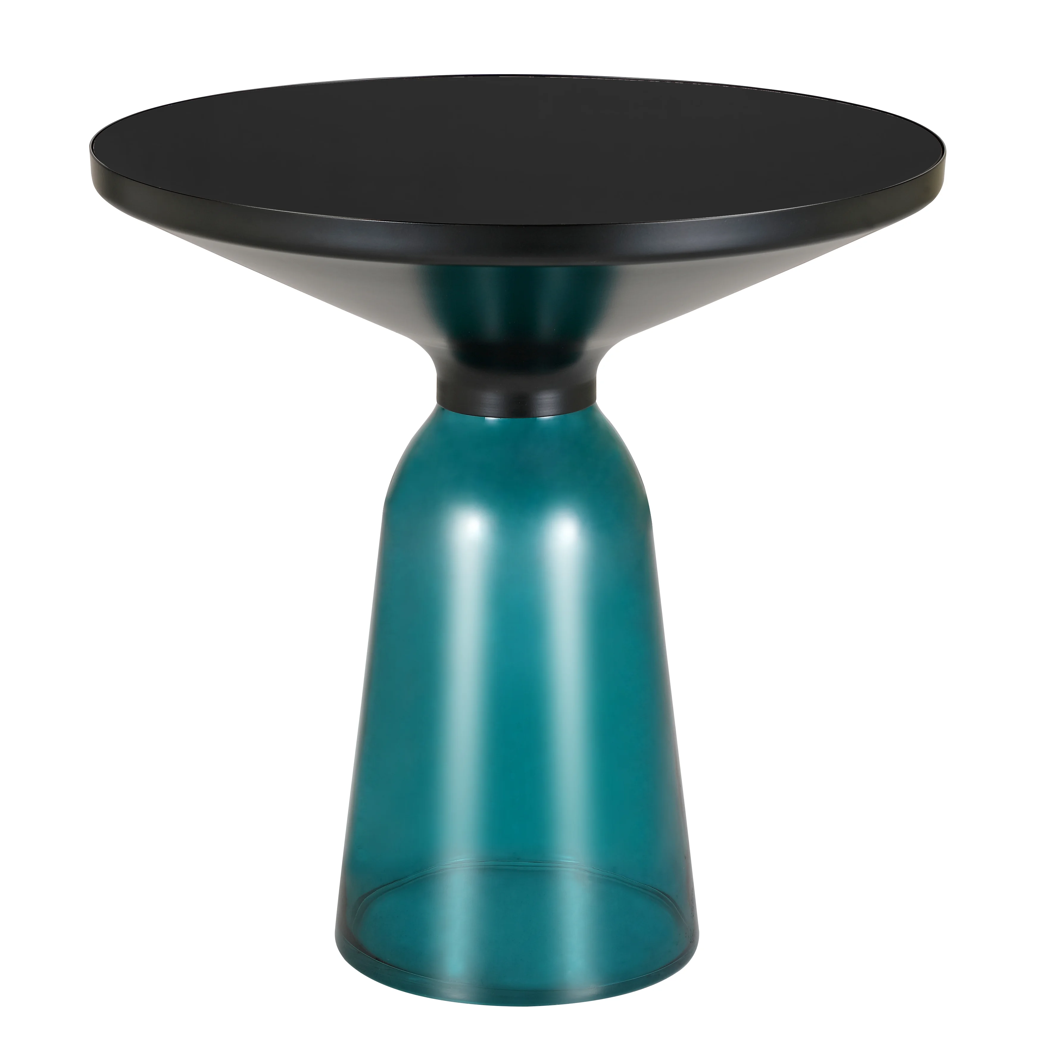 Tully Collection Glass side Table Blue glass, Black Rim with Black Glass top
