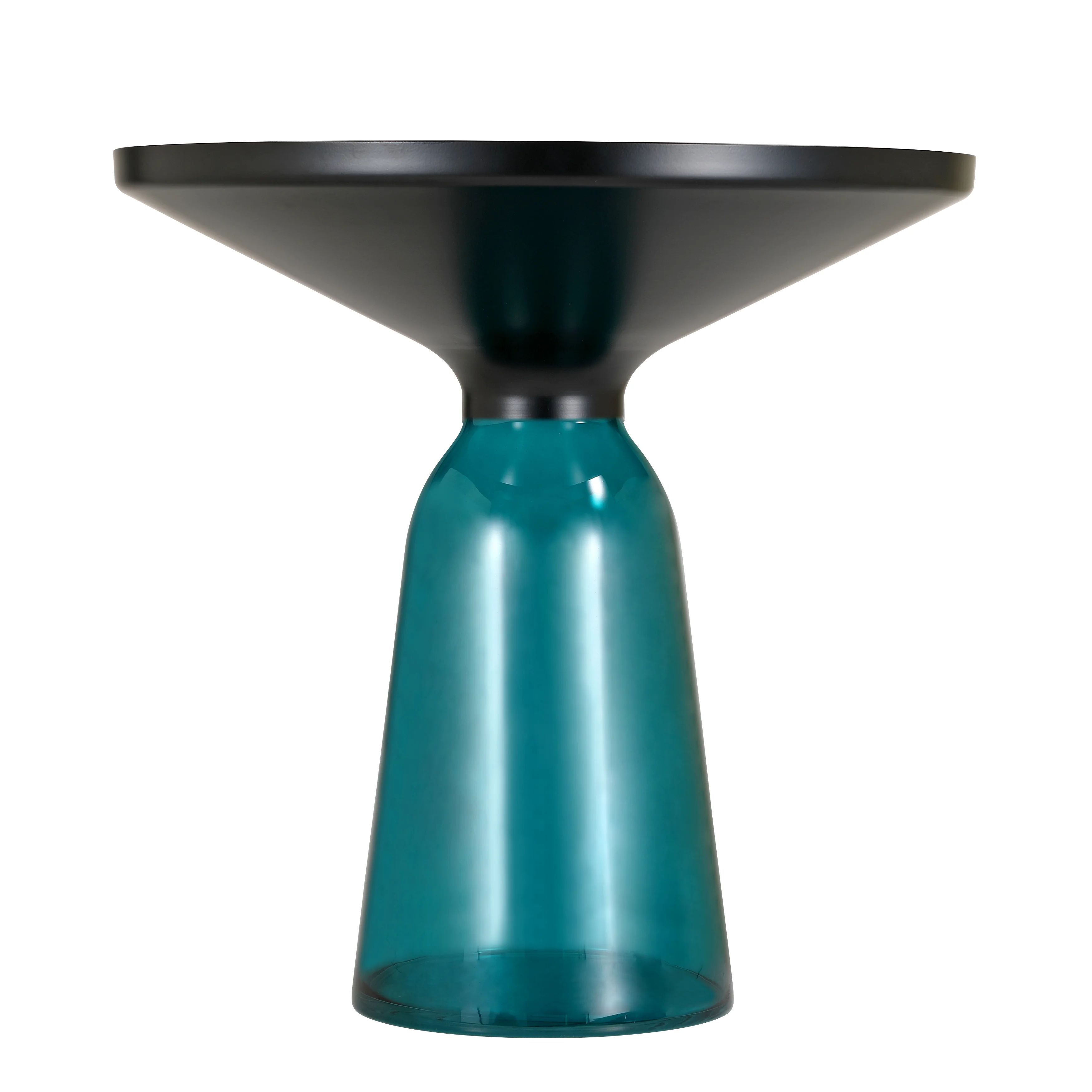 Tully Collection Glass side Table Blue glass, Black Rim with Black Glass top