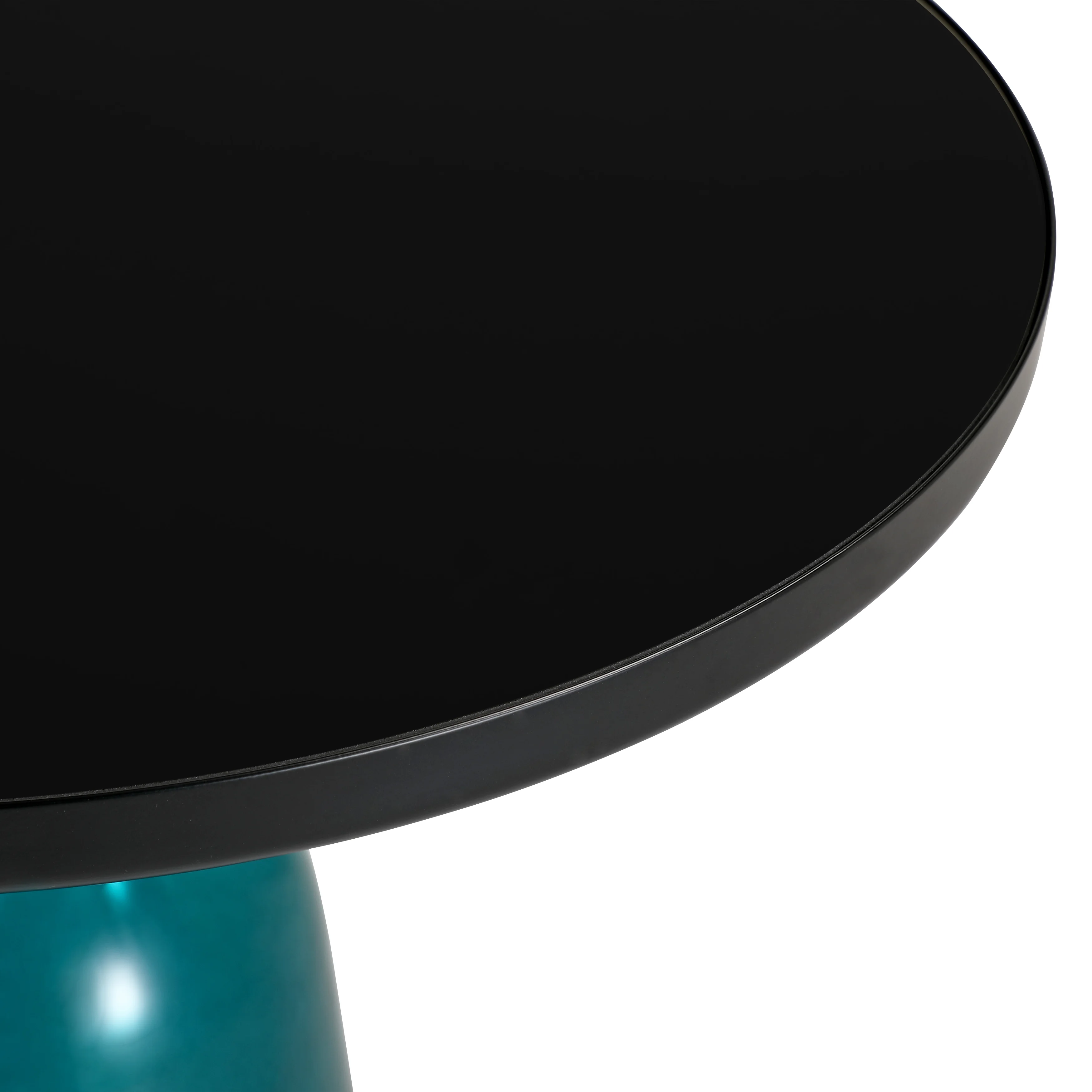 Tully Collection Glass side Table Blue glass, Black Rim with Black Glass top