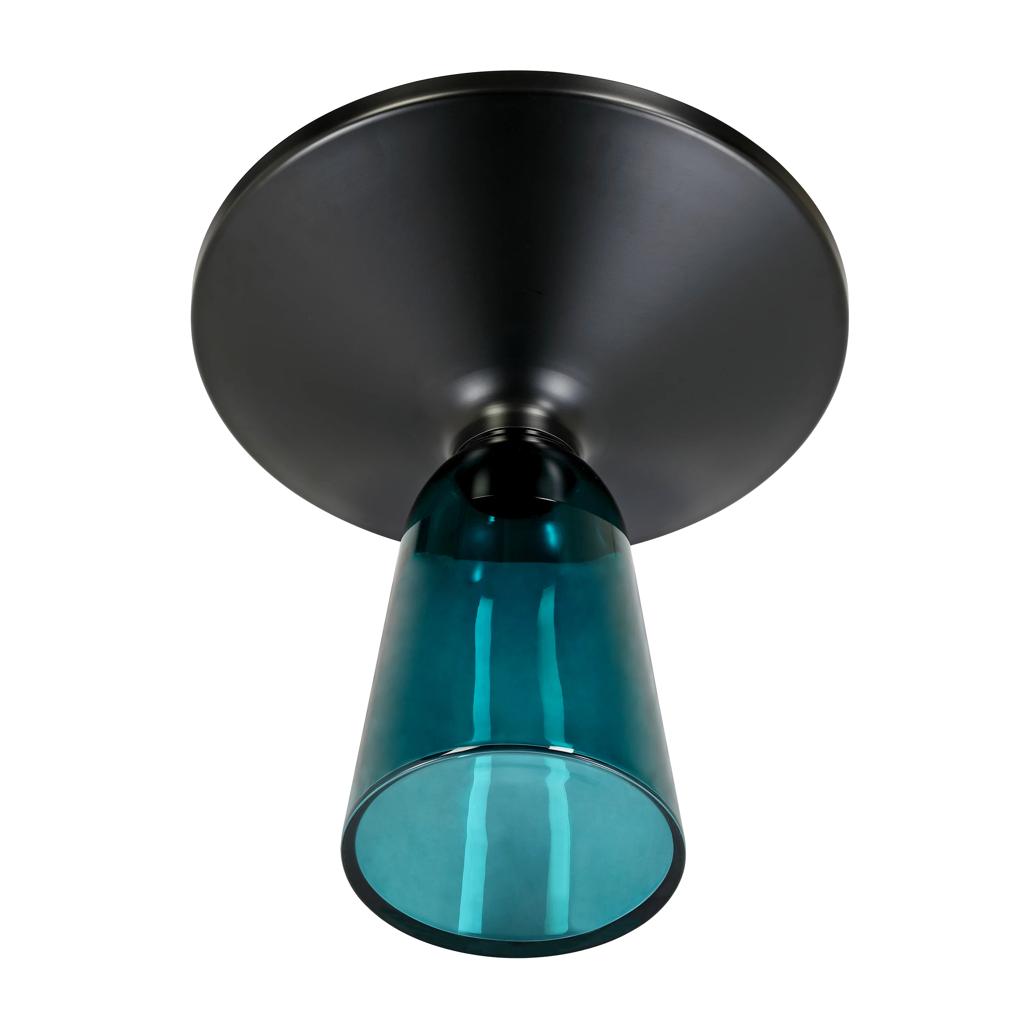 Tully Collection Glass side Table Blue glass, Black Rim with Black Glass top