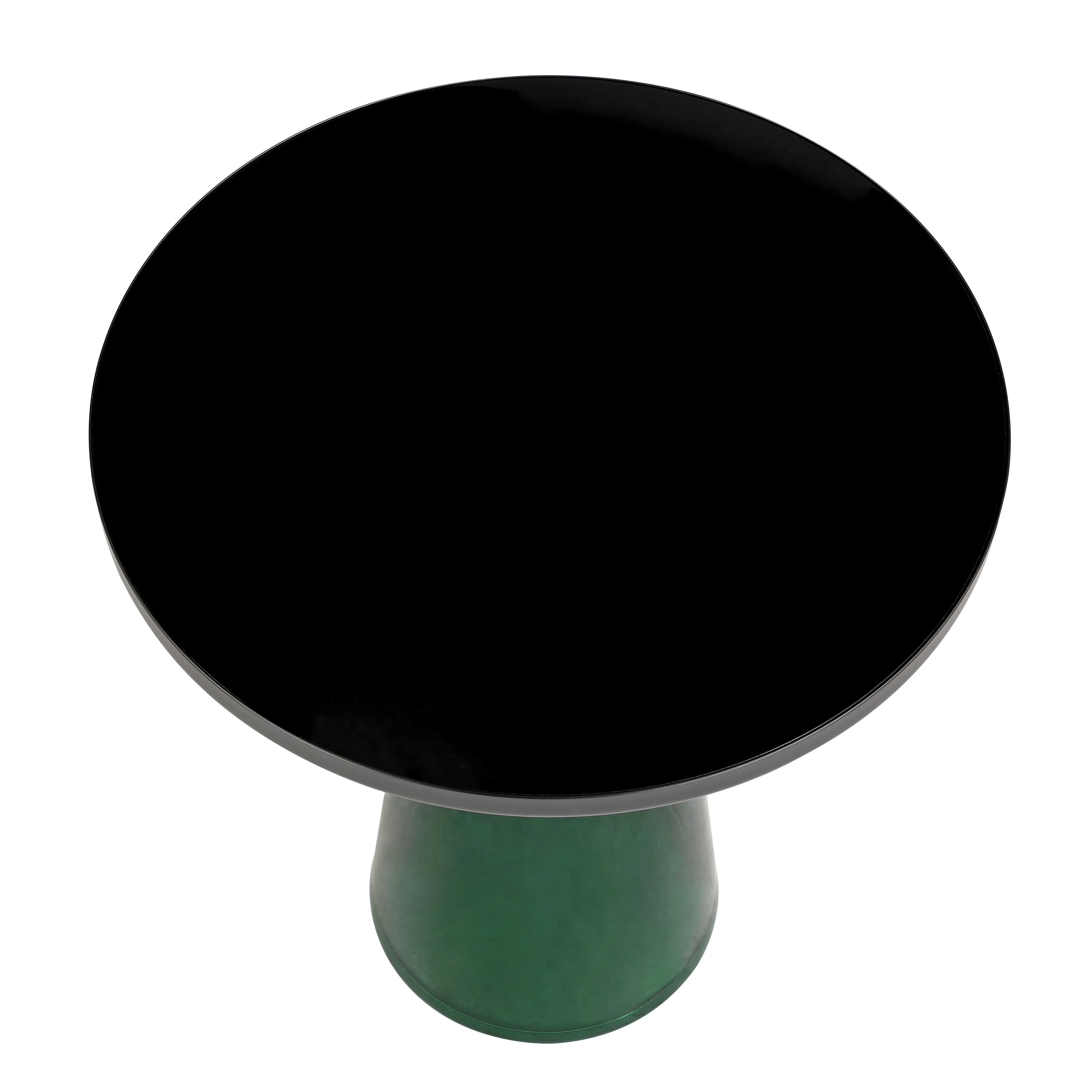 Tully Collection Glass side Table Green glass, Black Rim with Black Glass top