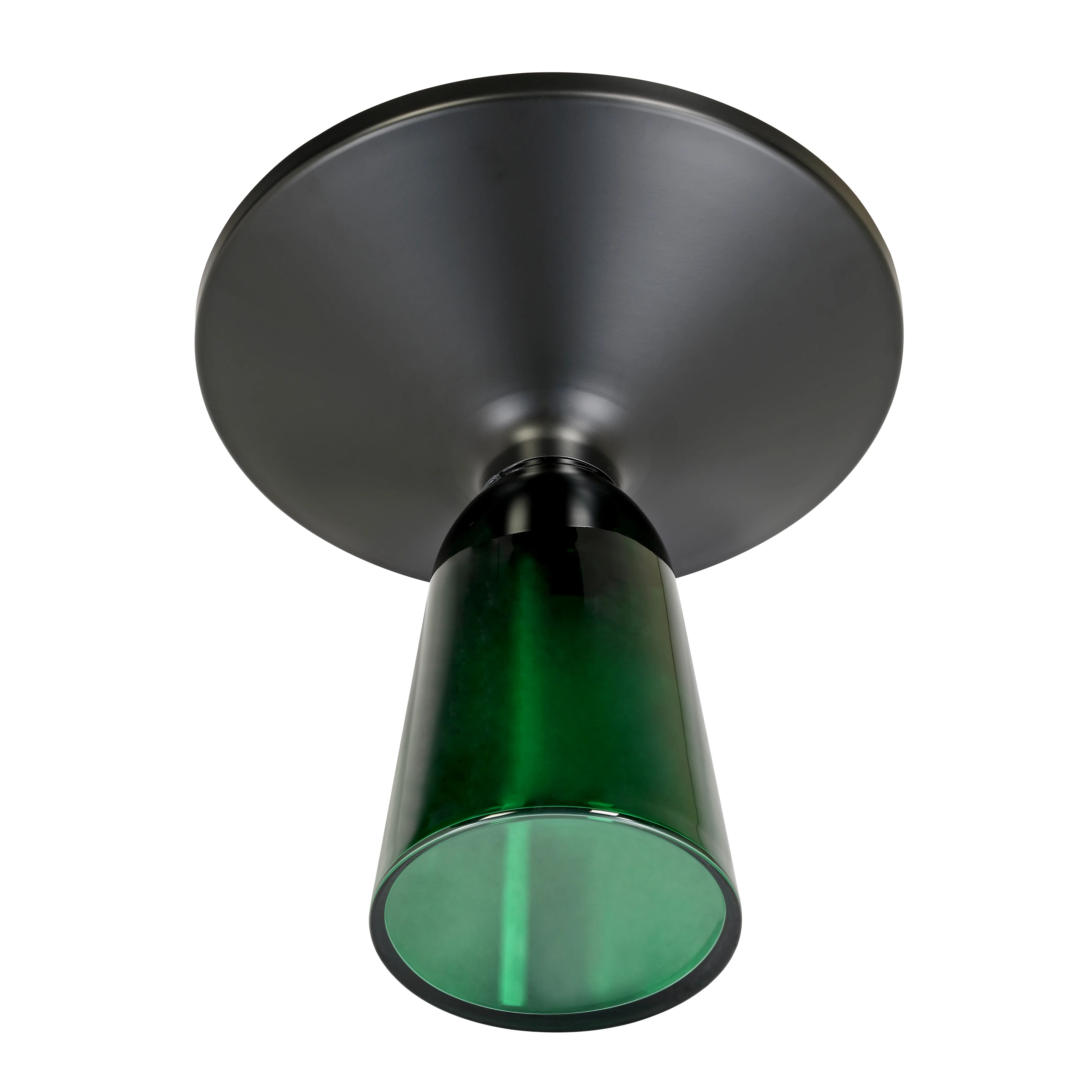 Tully Collection Glass side Table Green glass, Black Rim with Black Glass top