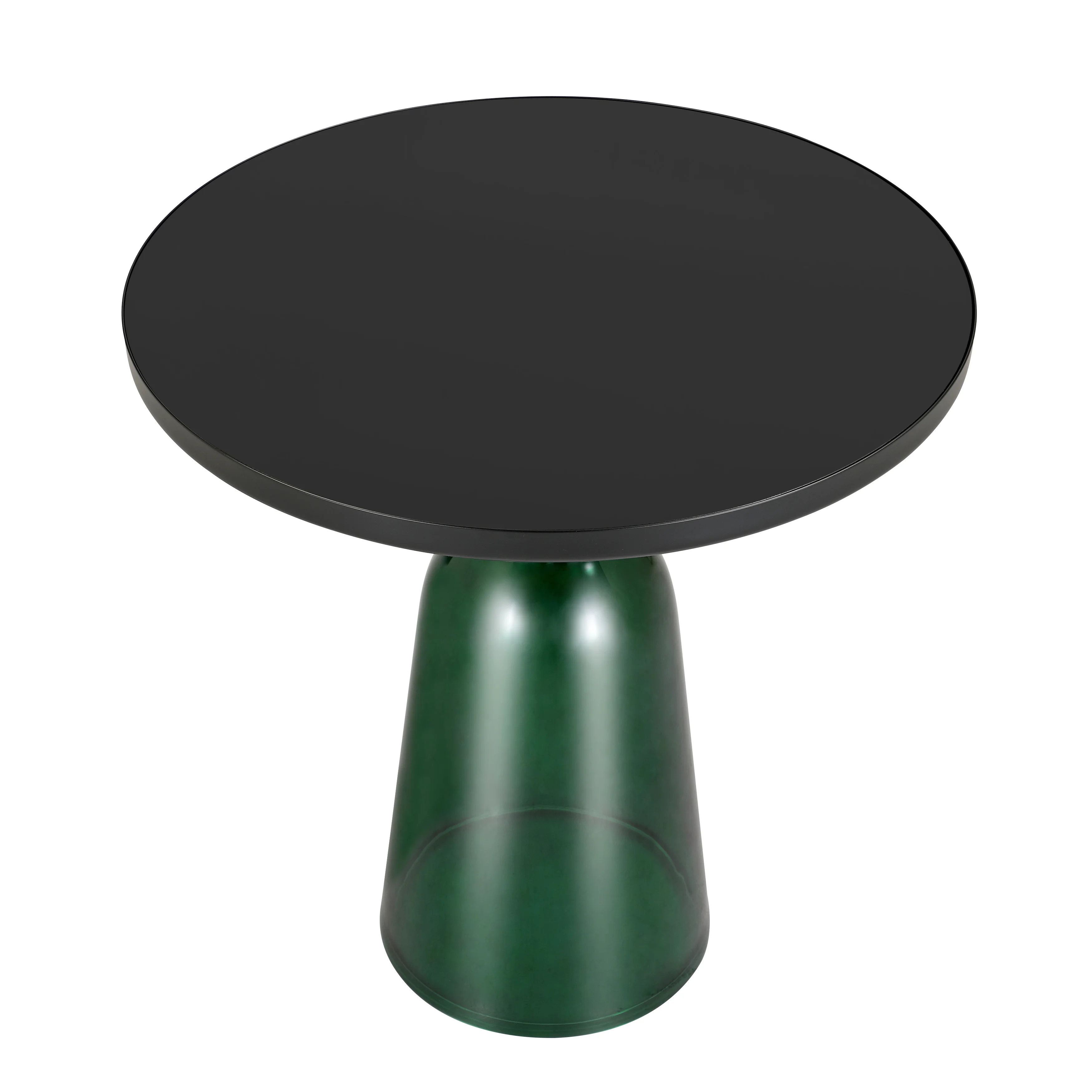 Tully Collection Glass side Table Green glass, Black Rim with Black Glass top