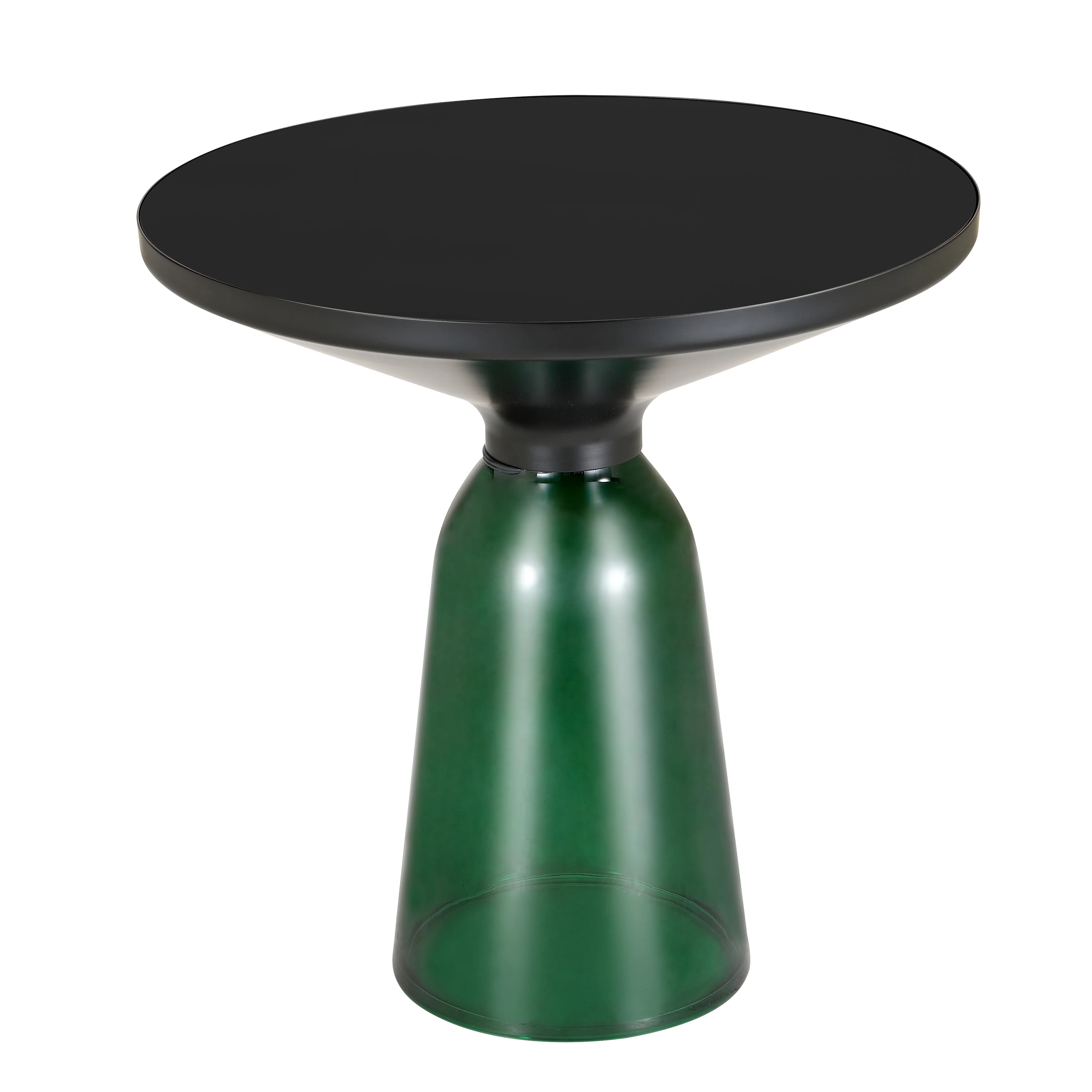 Tully Collection Glass side Table Green glass, Black Rim with Black Glass top