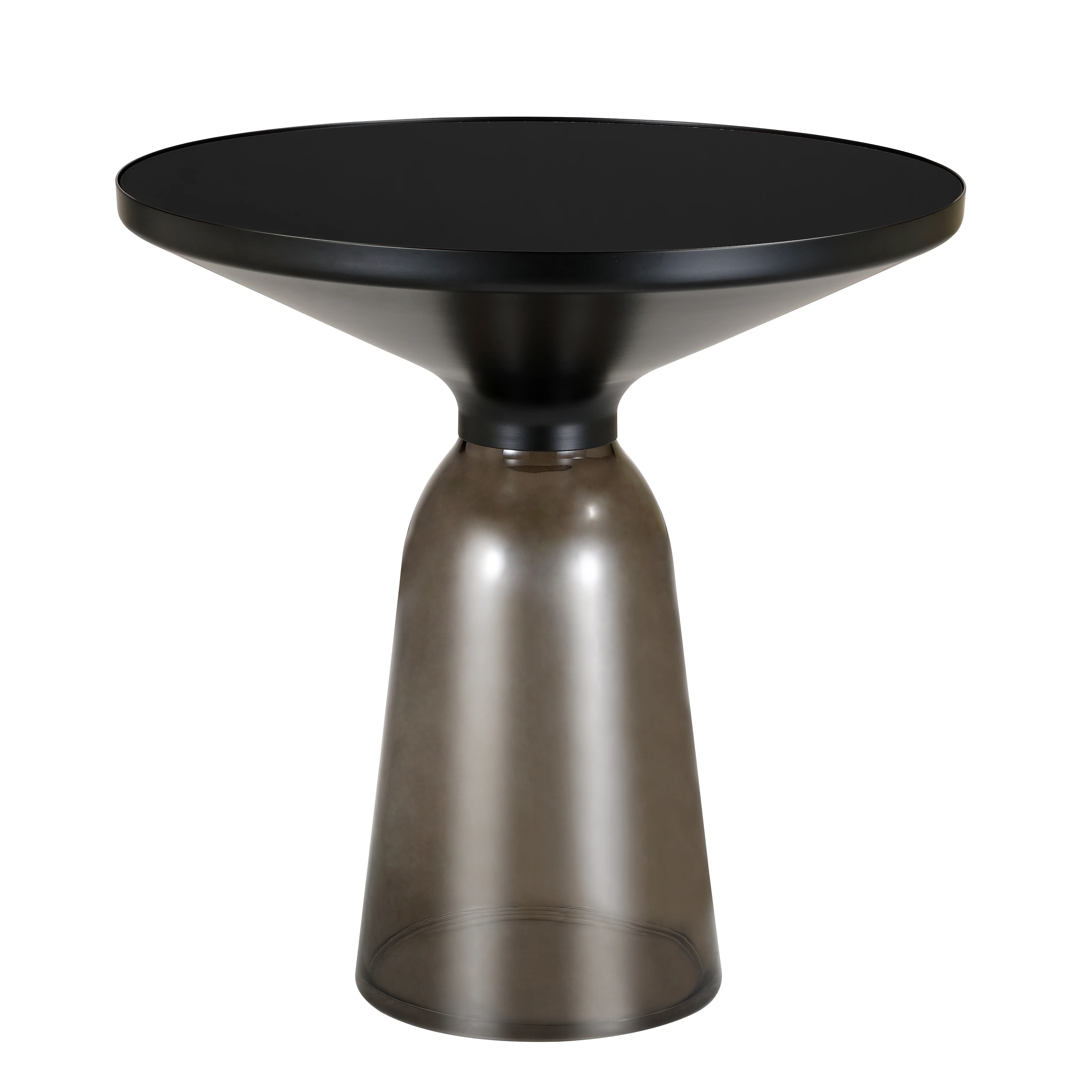 Tully Collection Glass side Table Grey glass, Black Rim with Black Glass top