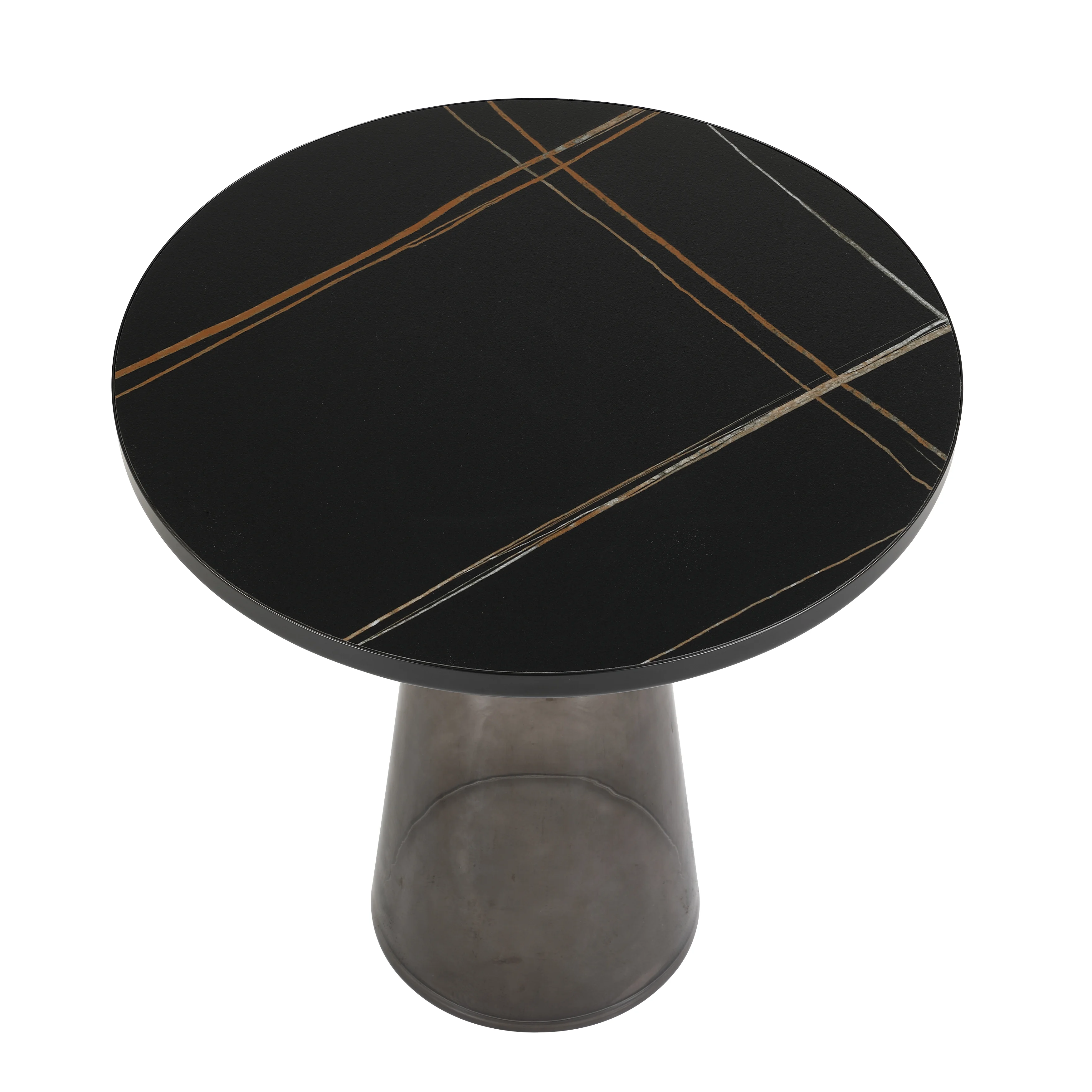 Tully Collection Glass side Table Grey glass, Black Rim with Black Sintered Stone Top