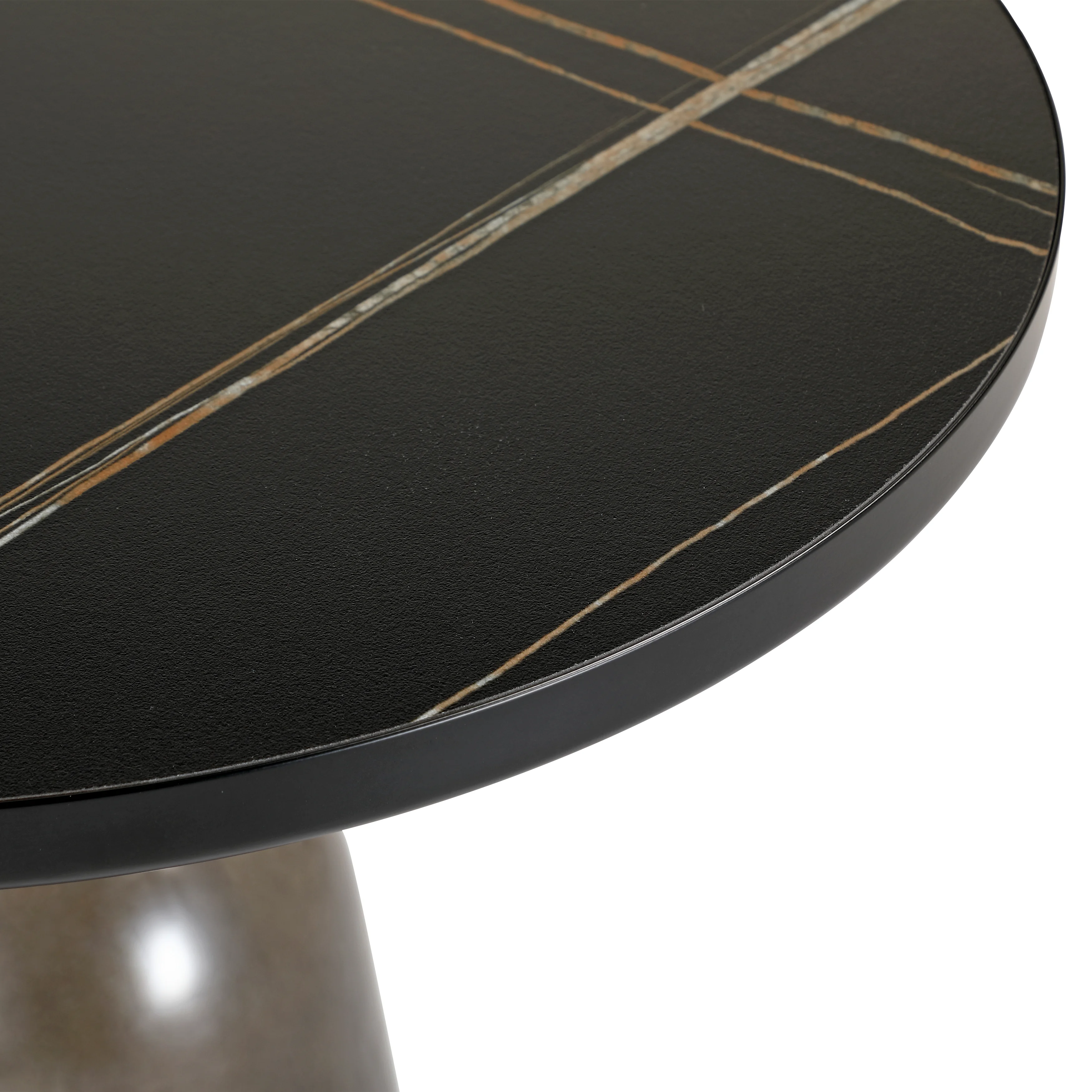 Tully Collection Glass side Table Grey glass, Black Rim with Black Sintered Stone Top