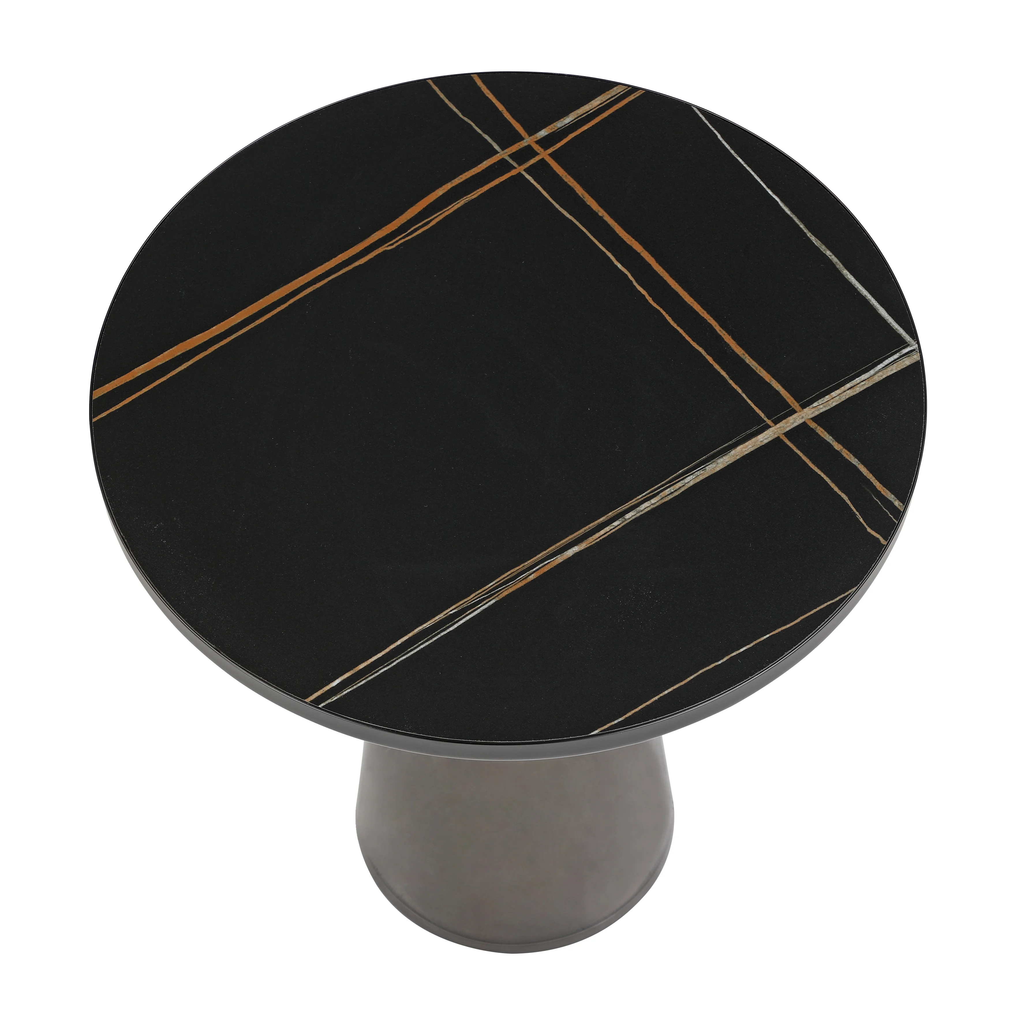 Tully Collection Glass side Table Grey glass, Black Rim with Black Sintered Stone Top