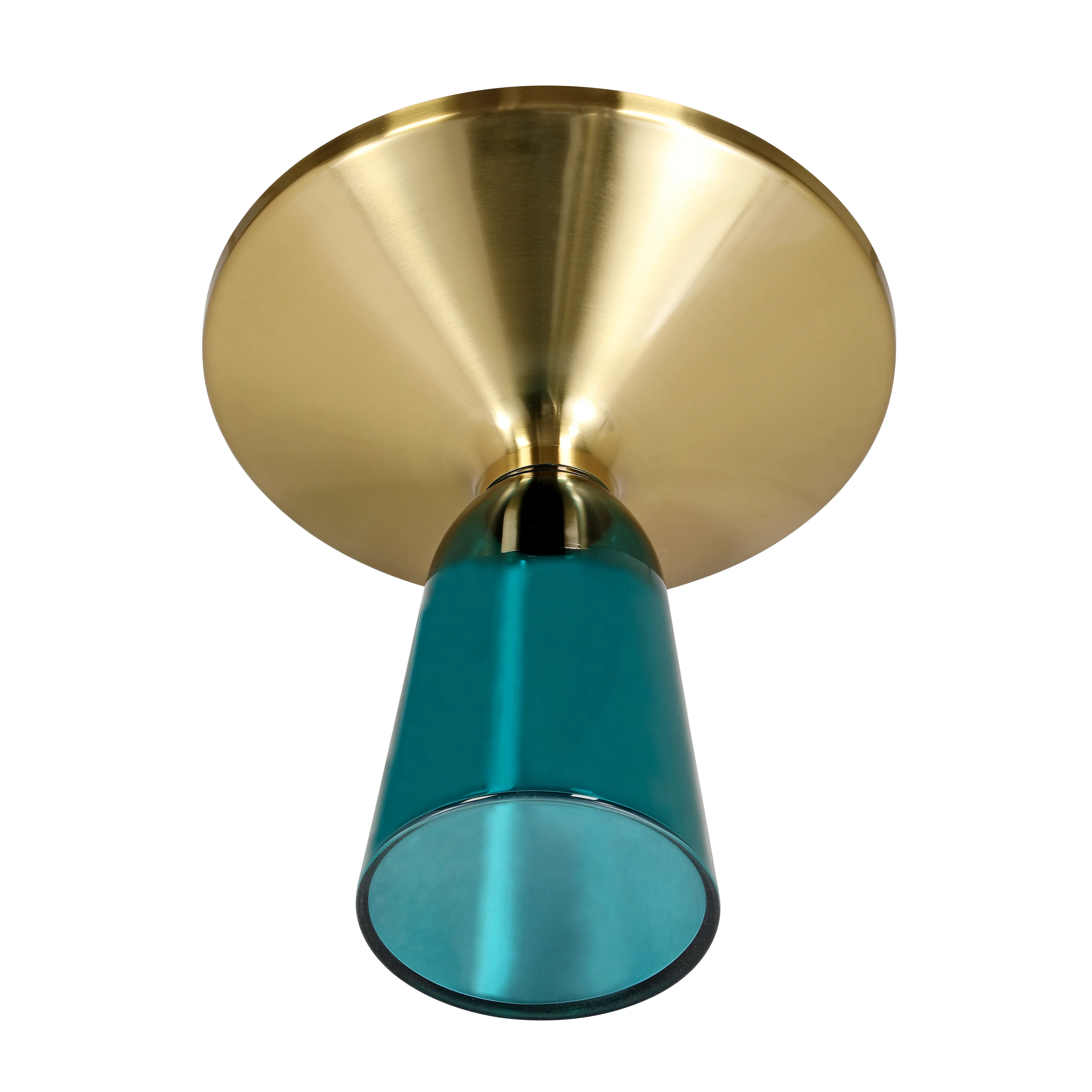 Tully Collection Glass side Table Blue glass, Gold Rim with Black Glass top