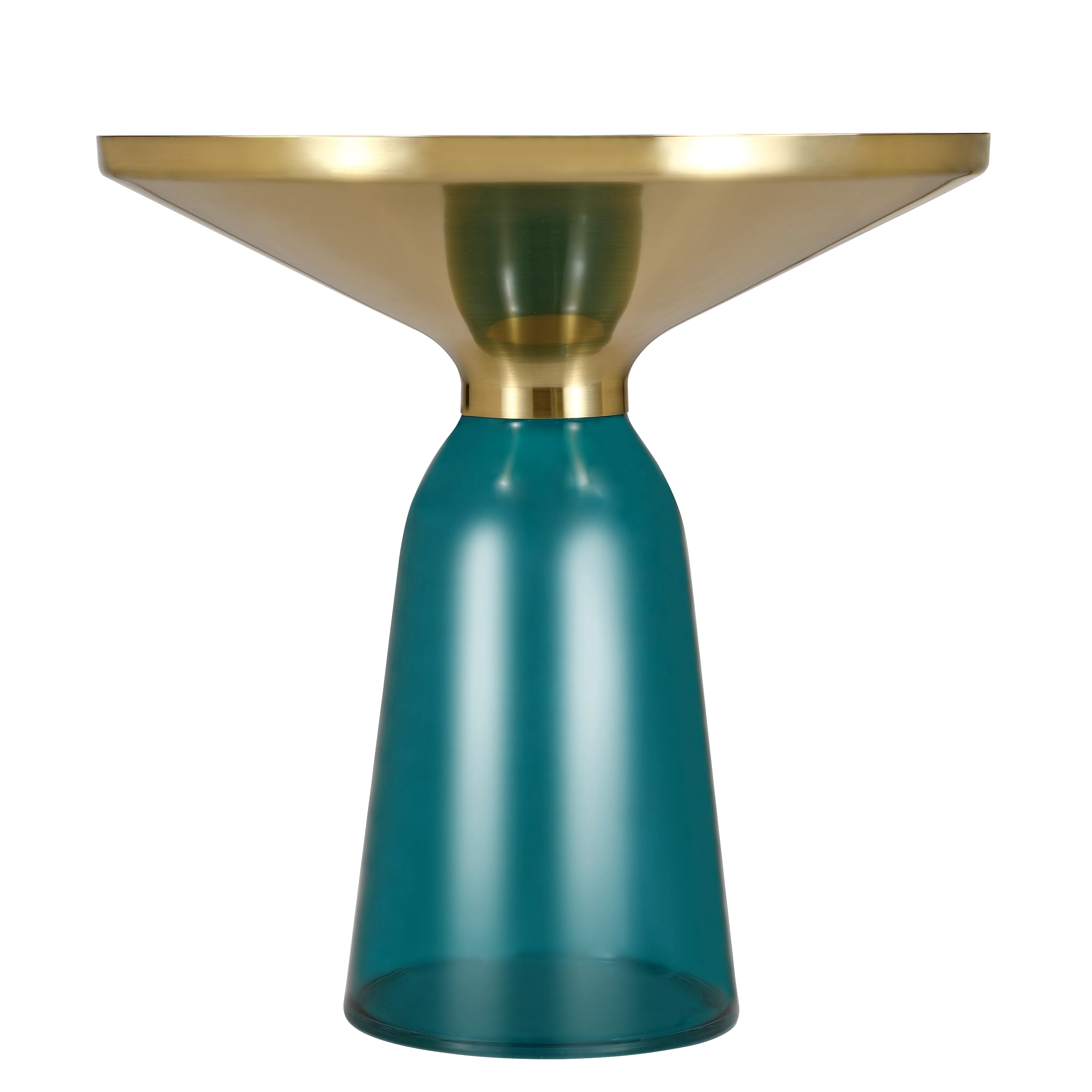 Tully Collection Glass side Table Blue glass, Gold Rim with Black Glass top