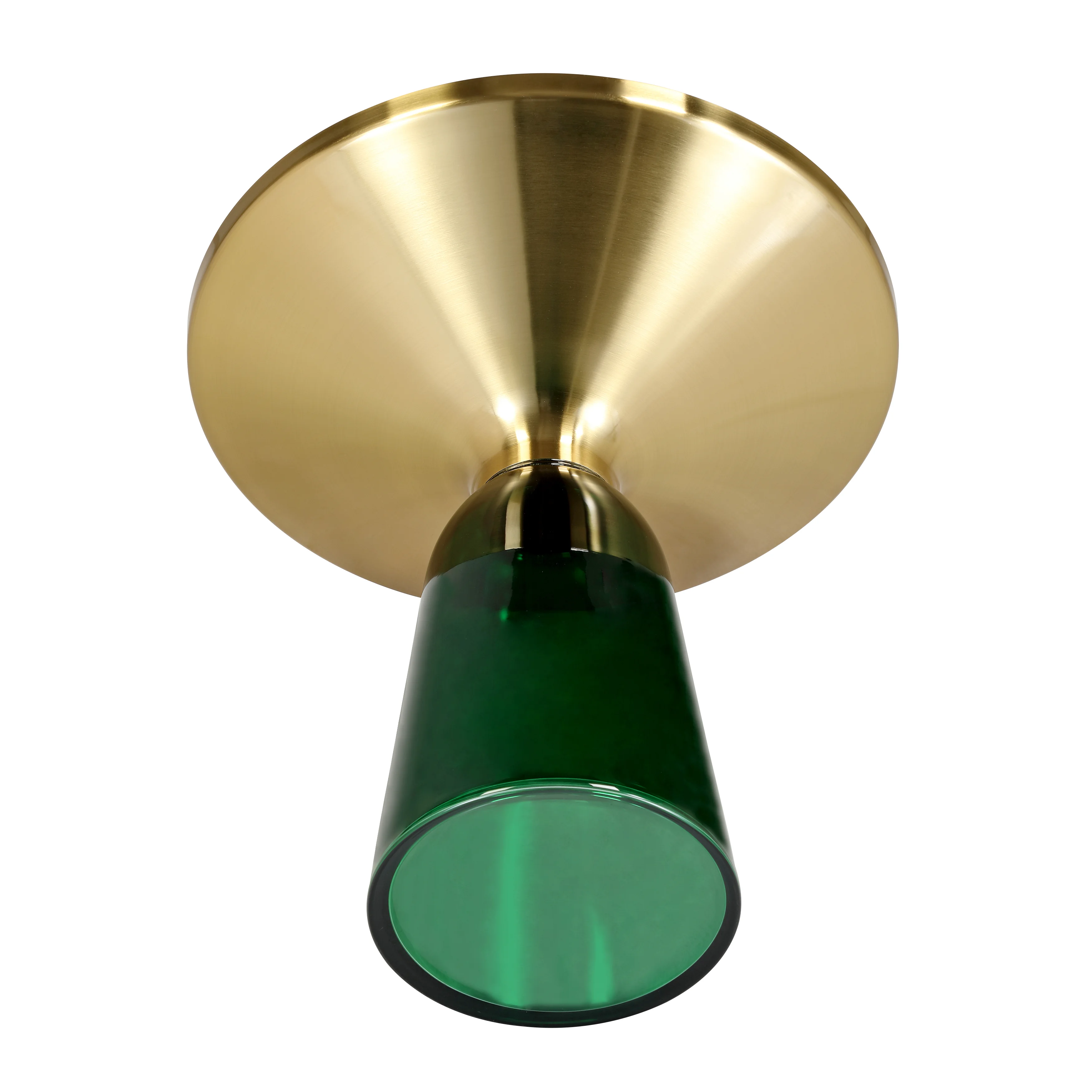 Tully Collection Glass side Table Green glass, Gold Rim with Black Glass top