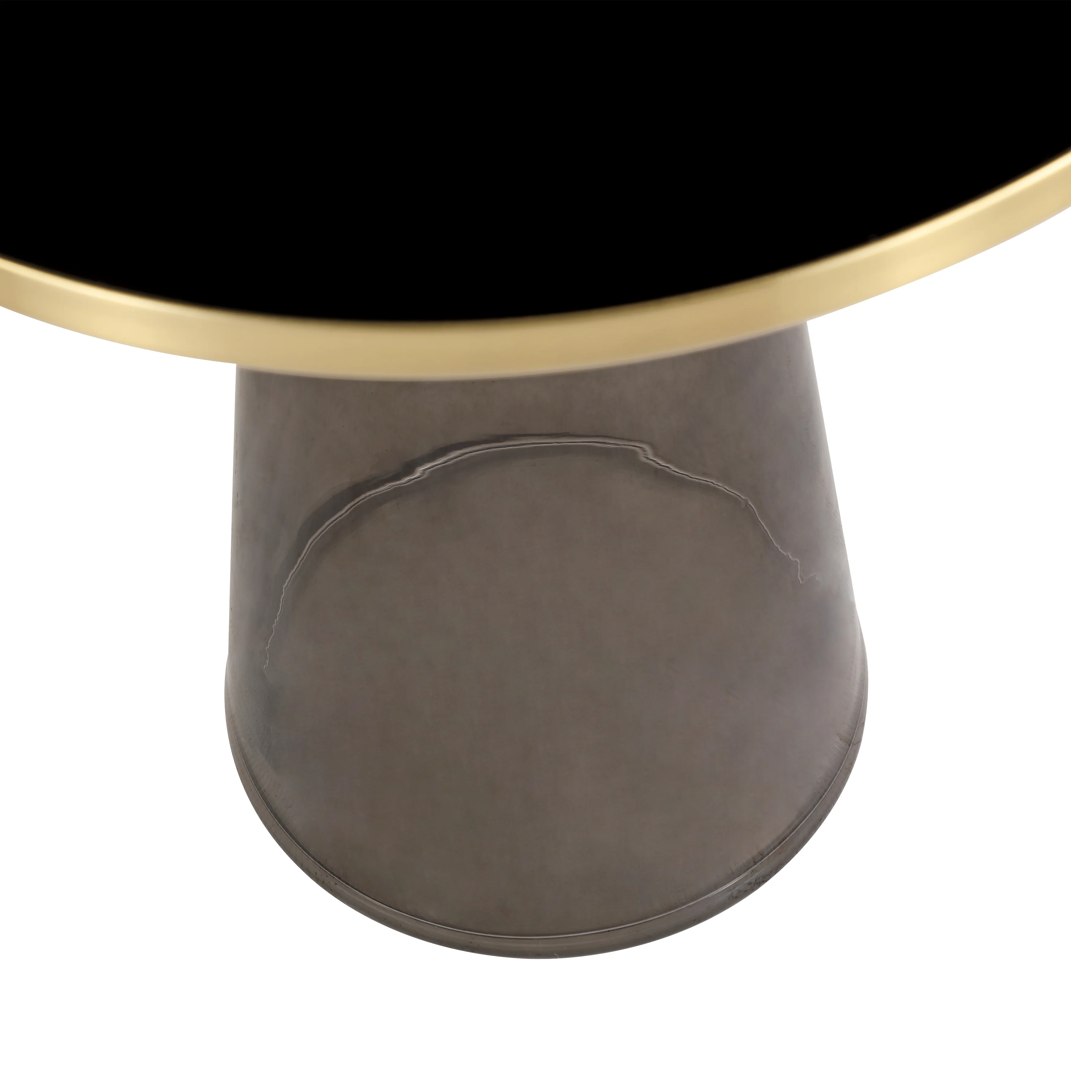 Tully Collection Glass side Table Grey glass, Gold Rim with Black Glass top