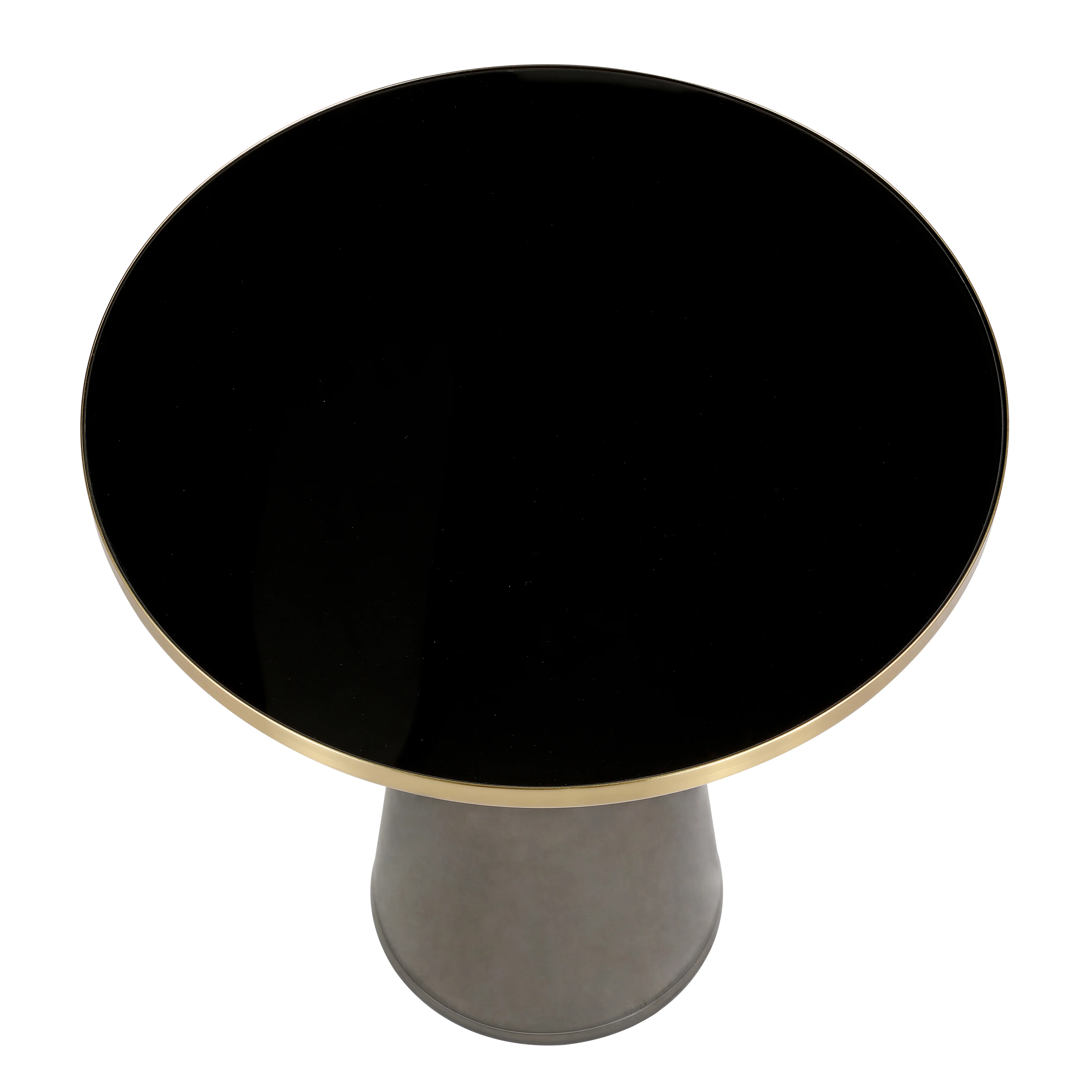Tully Collection Glass side Table Grey glass, Gold Rim with Black Glass top