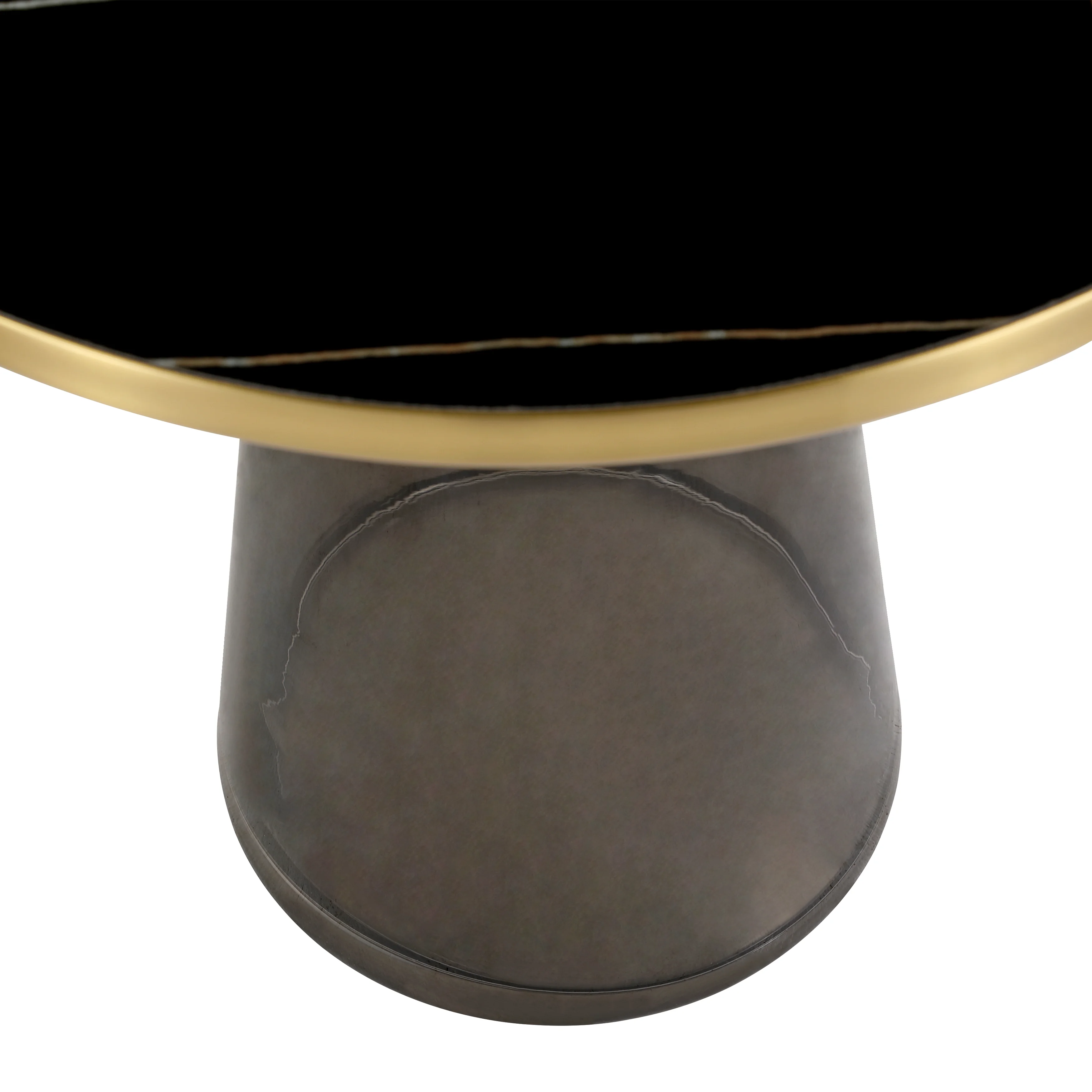 Tully Collection Glass side Table Grey glass, Gold Rim with Black Sintered Stone Top