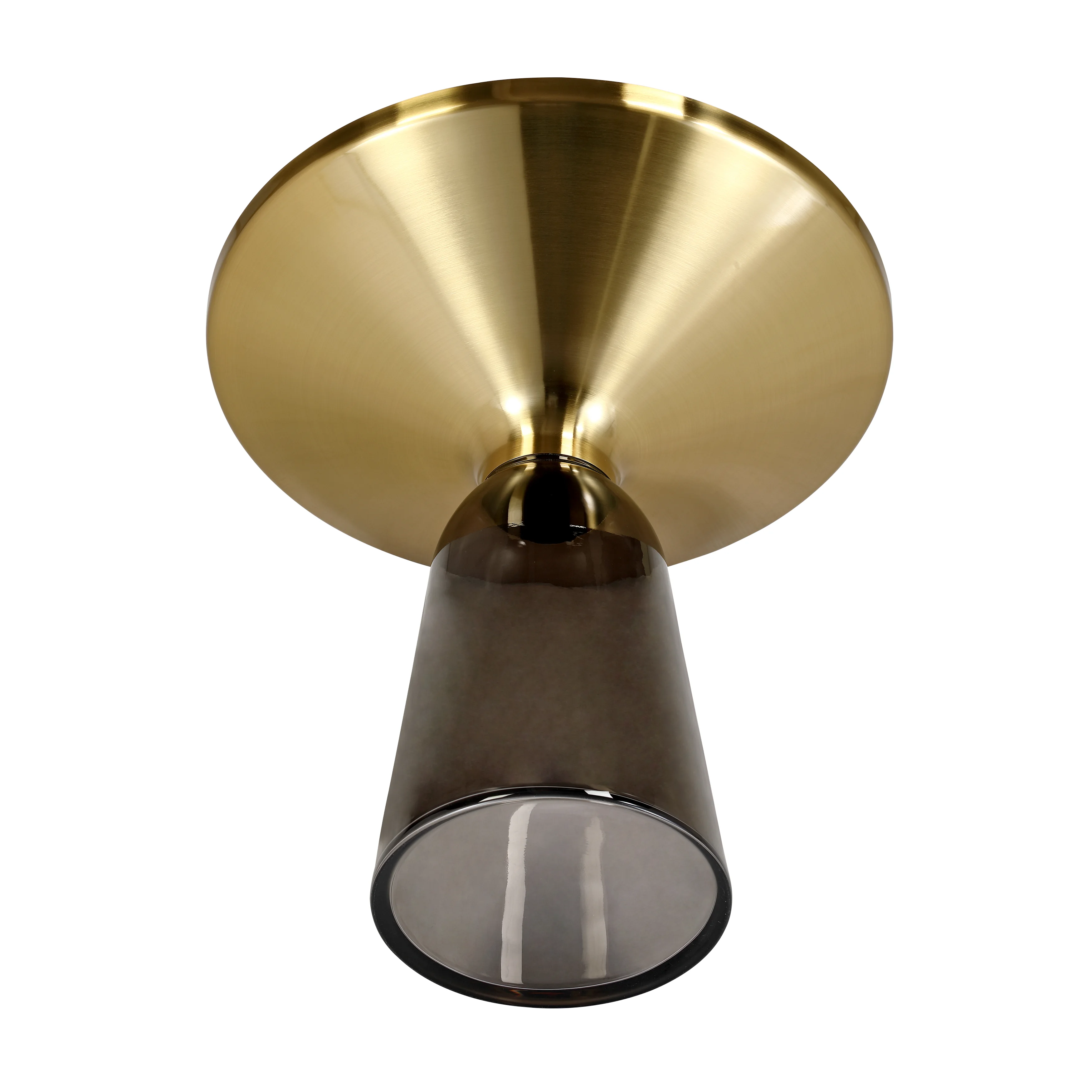 Tully Collection Glass side Table Grey glass, Gold Rim with Black Sintered Stone Top