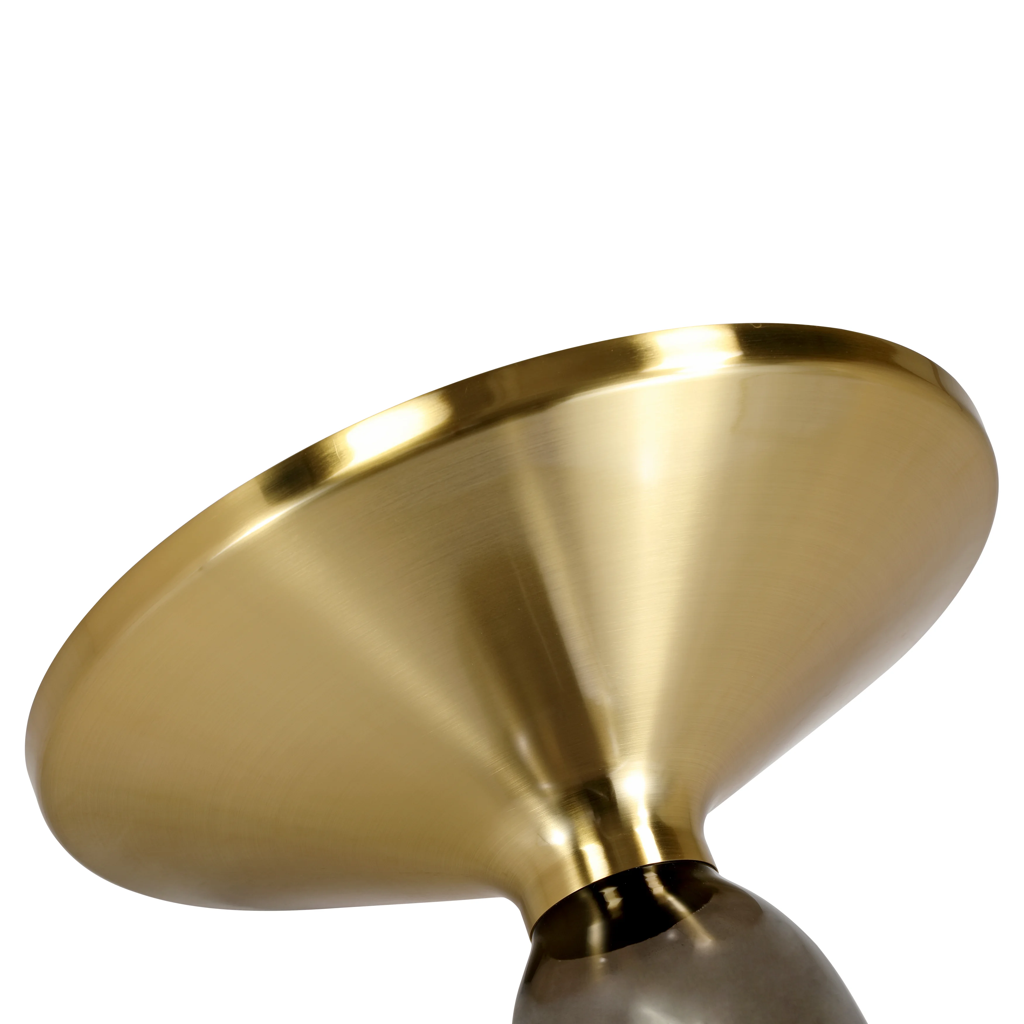 Tully Collection Glass side Table Grey glass, Gold Rim with Black Sintered Stone Top