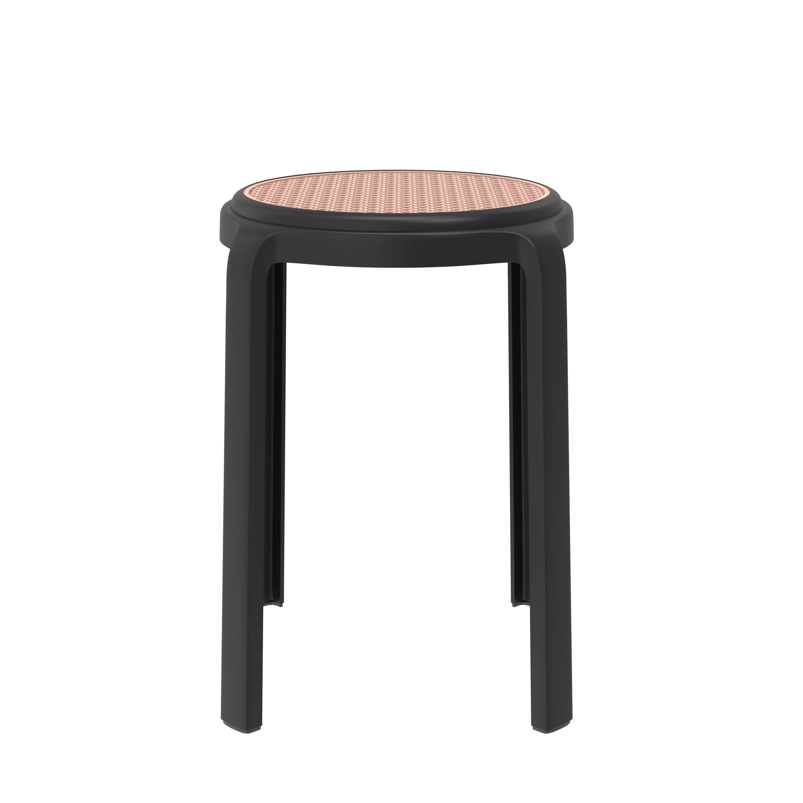 Tresse Series Stackable Round Poly Stool With Wicker Top 13 in Black