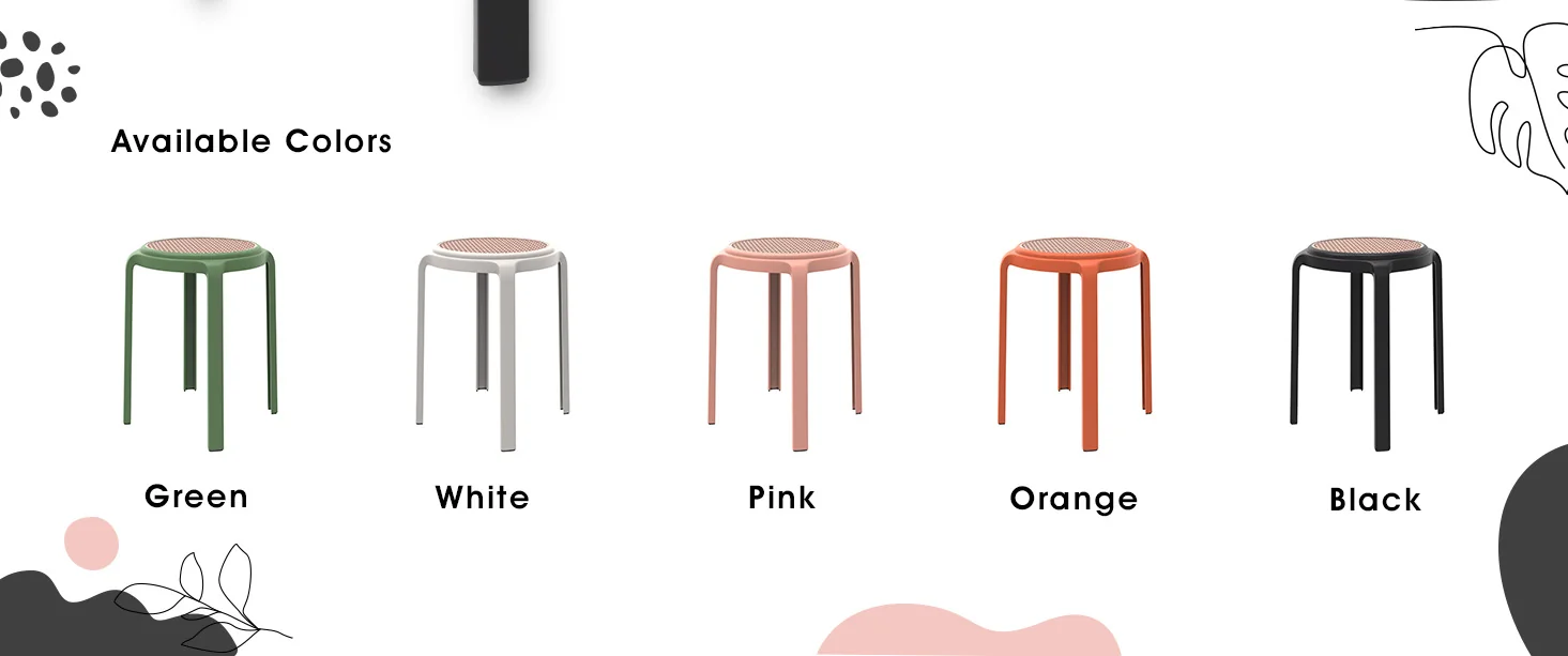 Tresse Series Stackable Round Poly Stool With Wicker Top 13 in Black