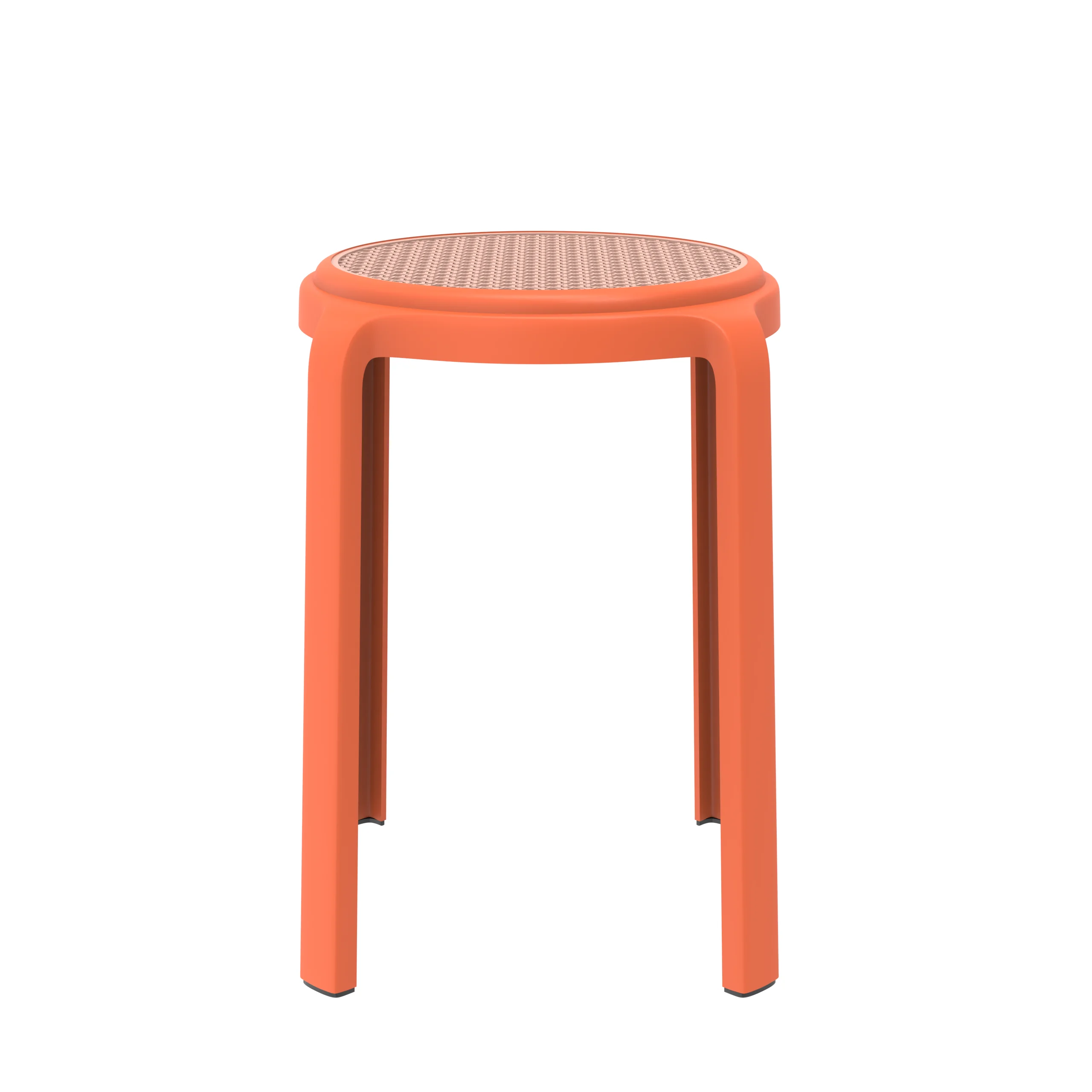 Tresse Series Stackable Round Poly Stool With Wicker Top 13 in Orange