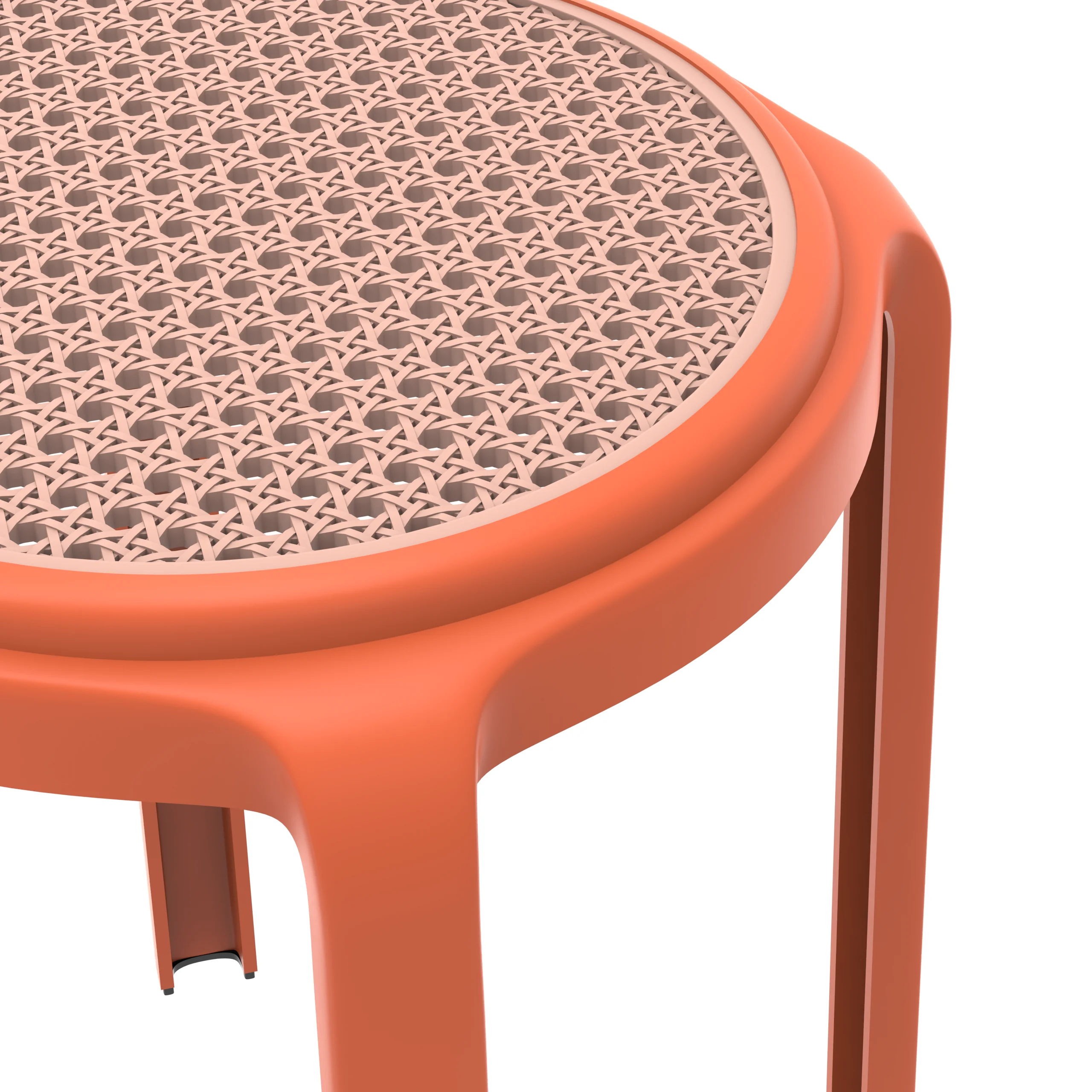 Tresse Series Stackable Round Poly Stool With Wicker Top 13 in Orange