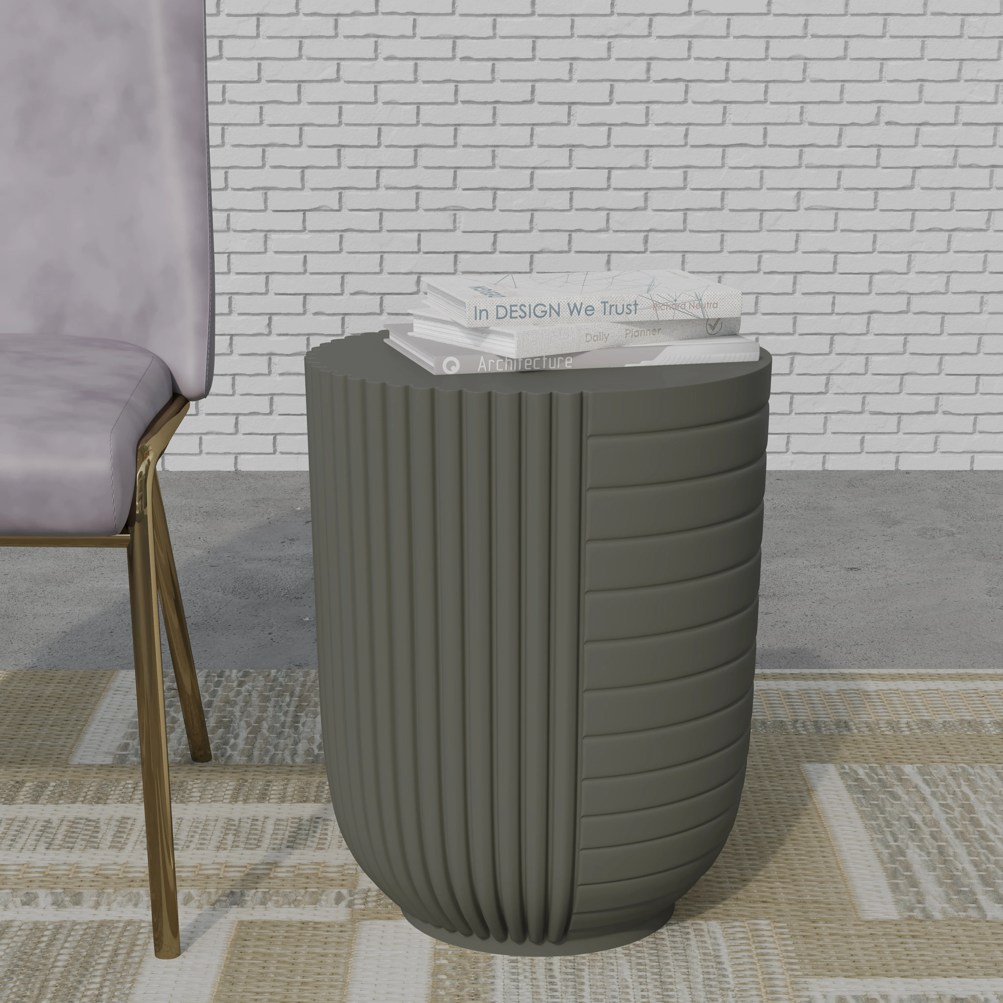 Modern Side End Table Trove Series In Green Grey