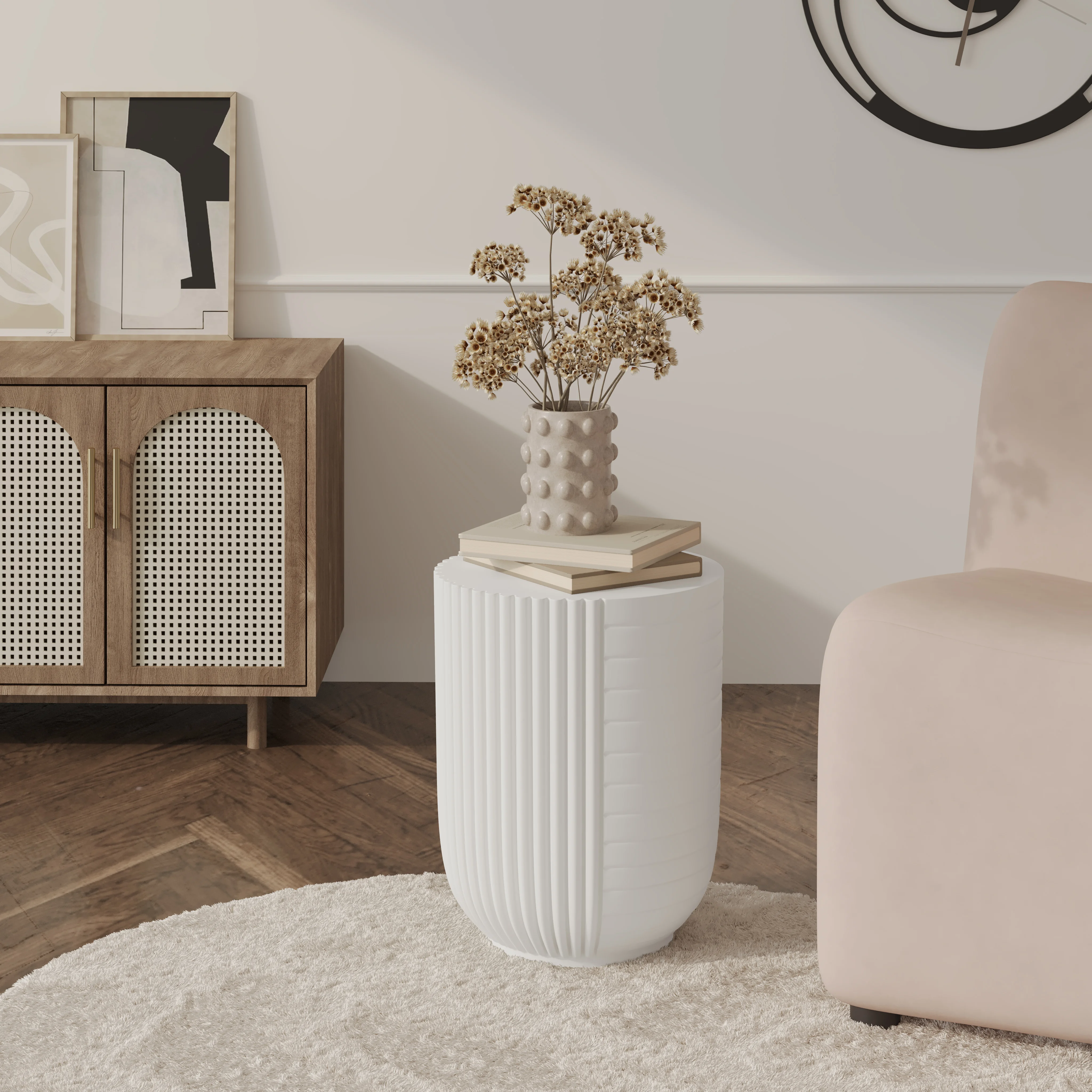 Modern Side End Table Trove Series In White