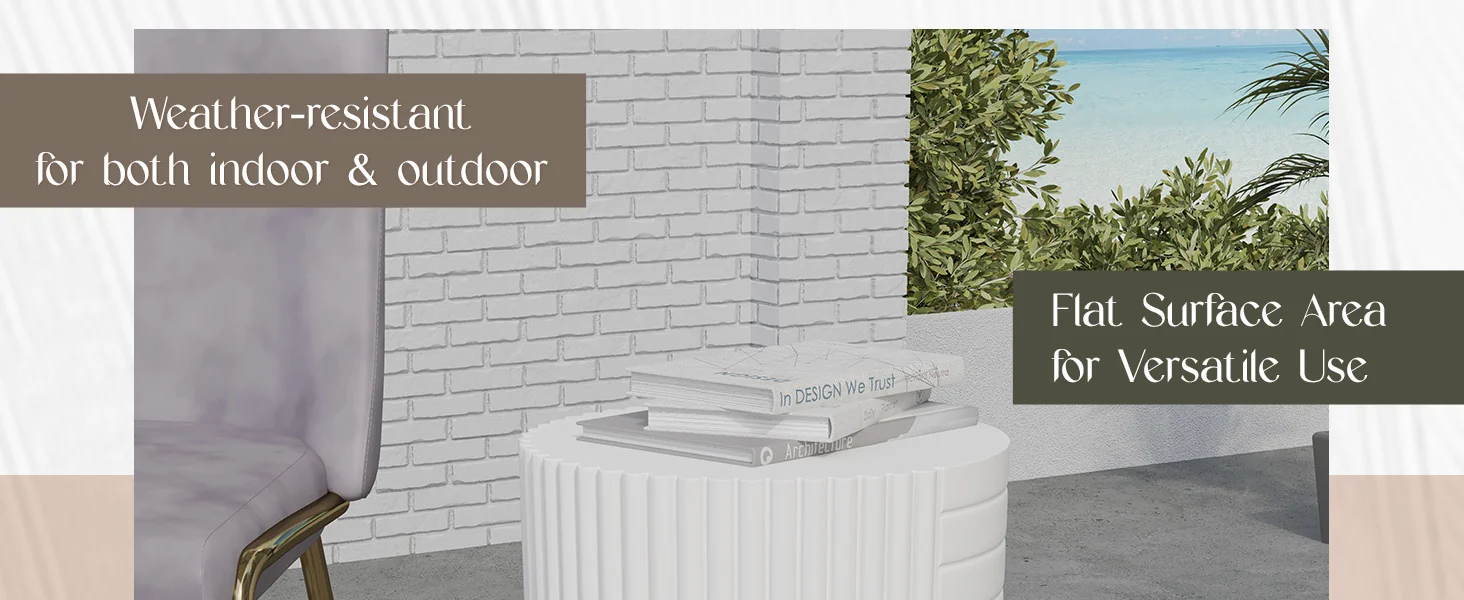 Modern Side End Table Trove Series In White