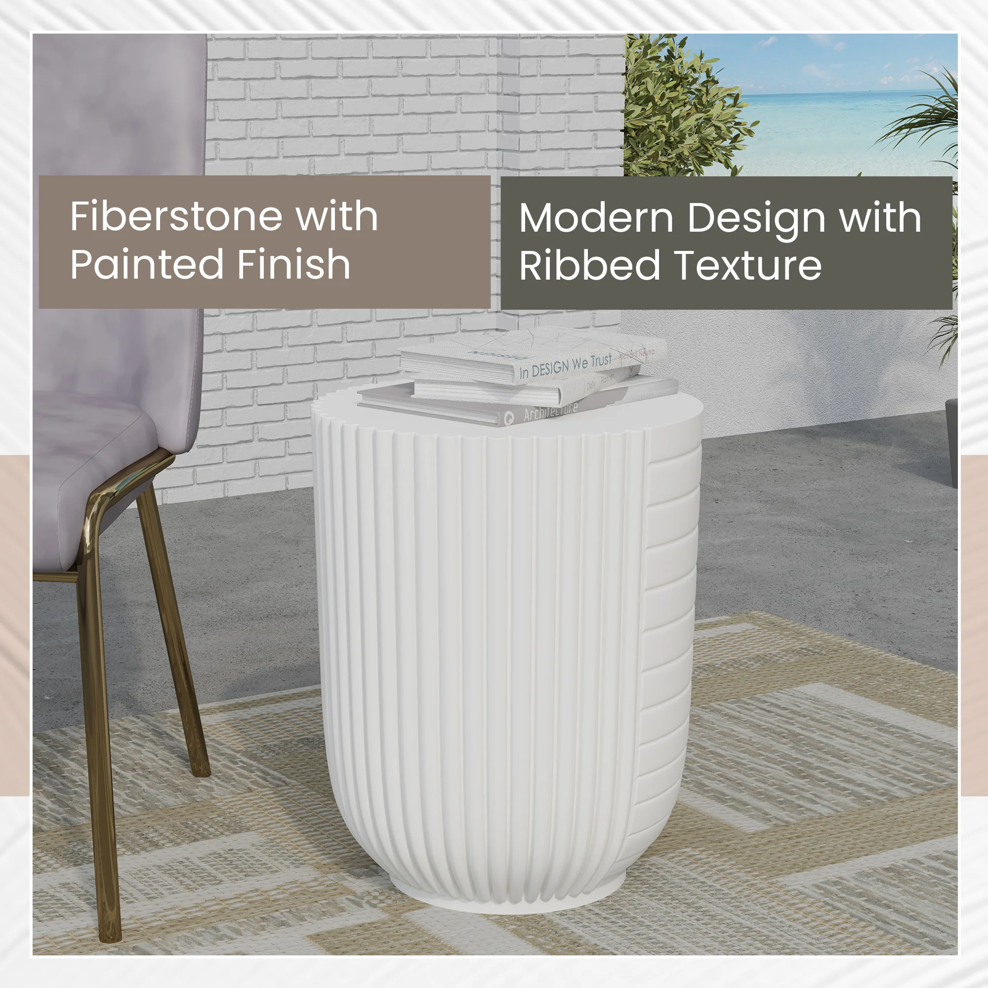 Modern Side End Table Trove Series In White