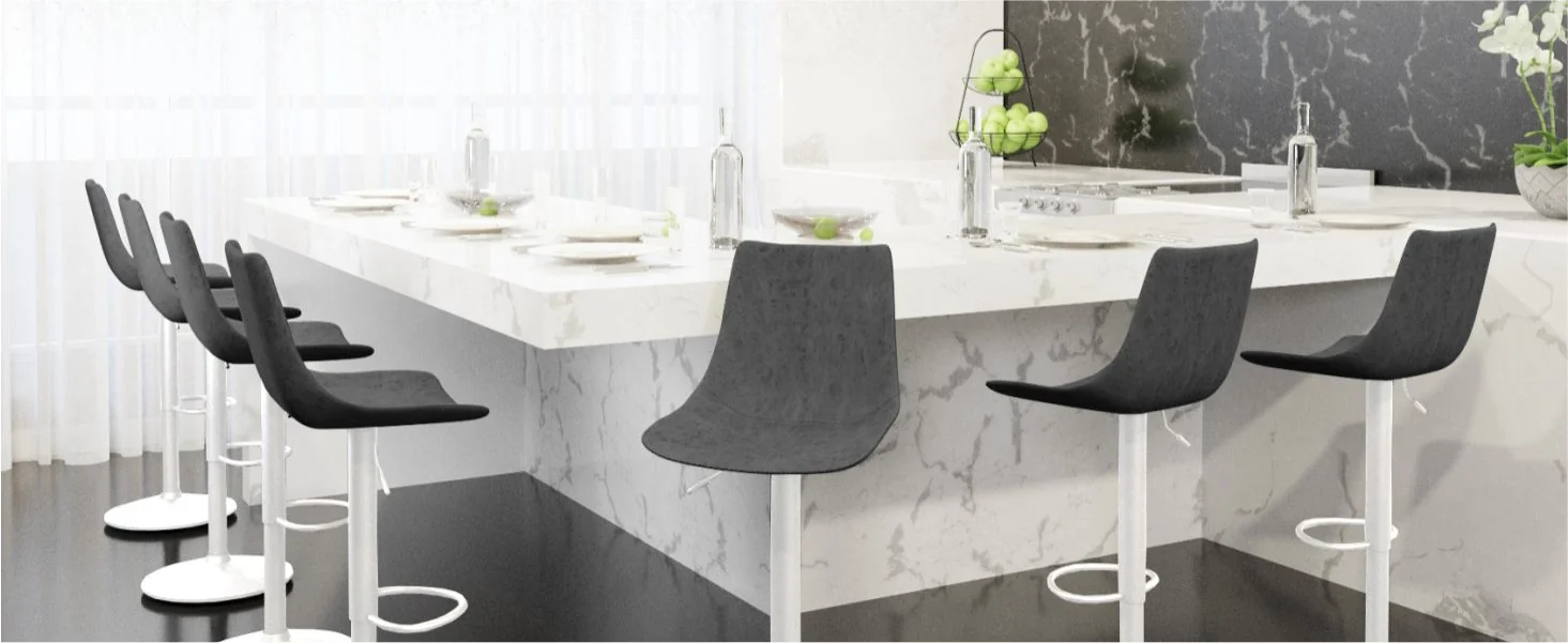 Tilbury - Bar stool - White Base with Charcoal Black Seat