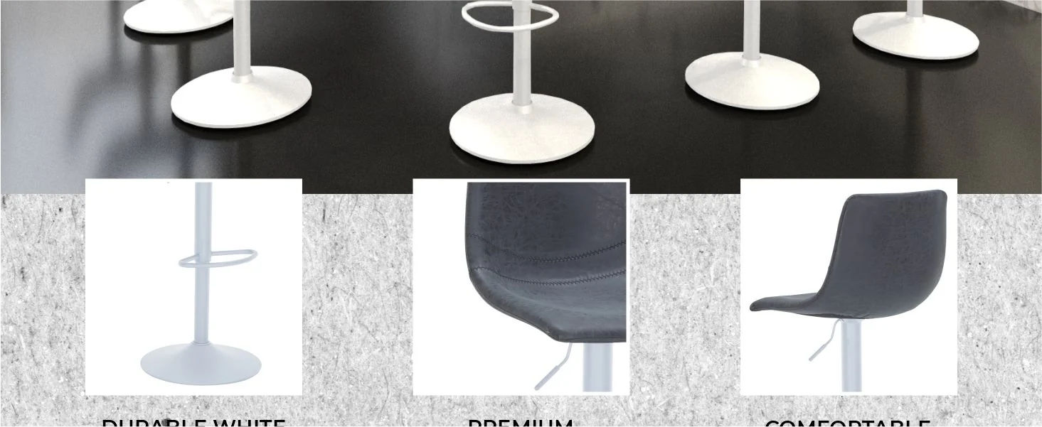 Tilbury - Bar stool - White Base with Charcoal Black Seat