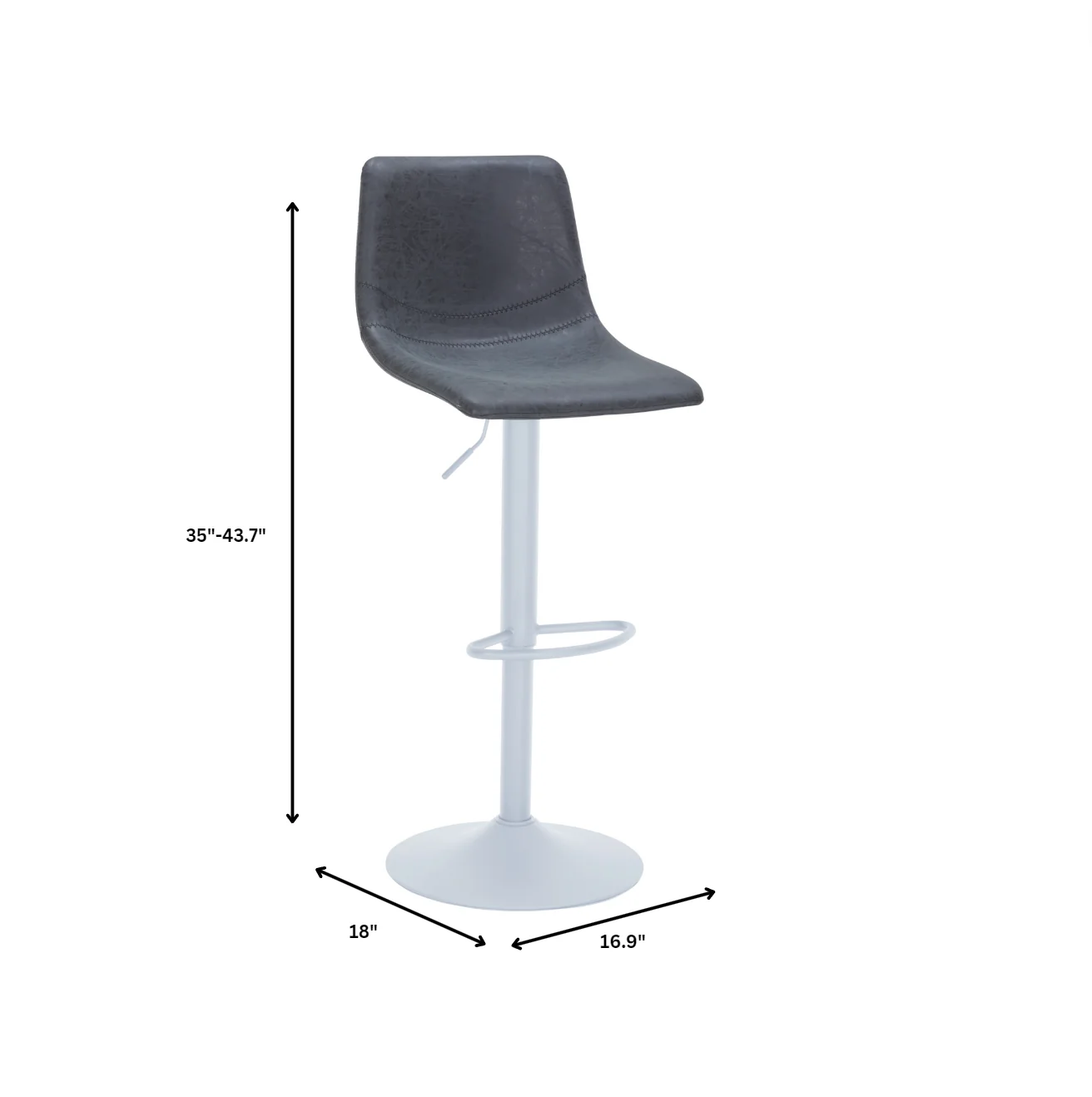 Tilbury - Bar stool - White Base with Charcoal Black Seat