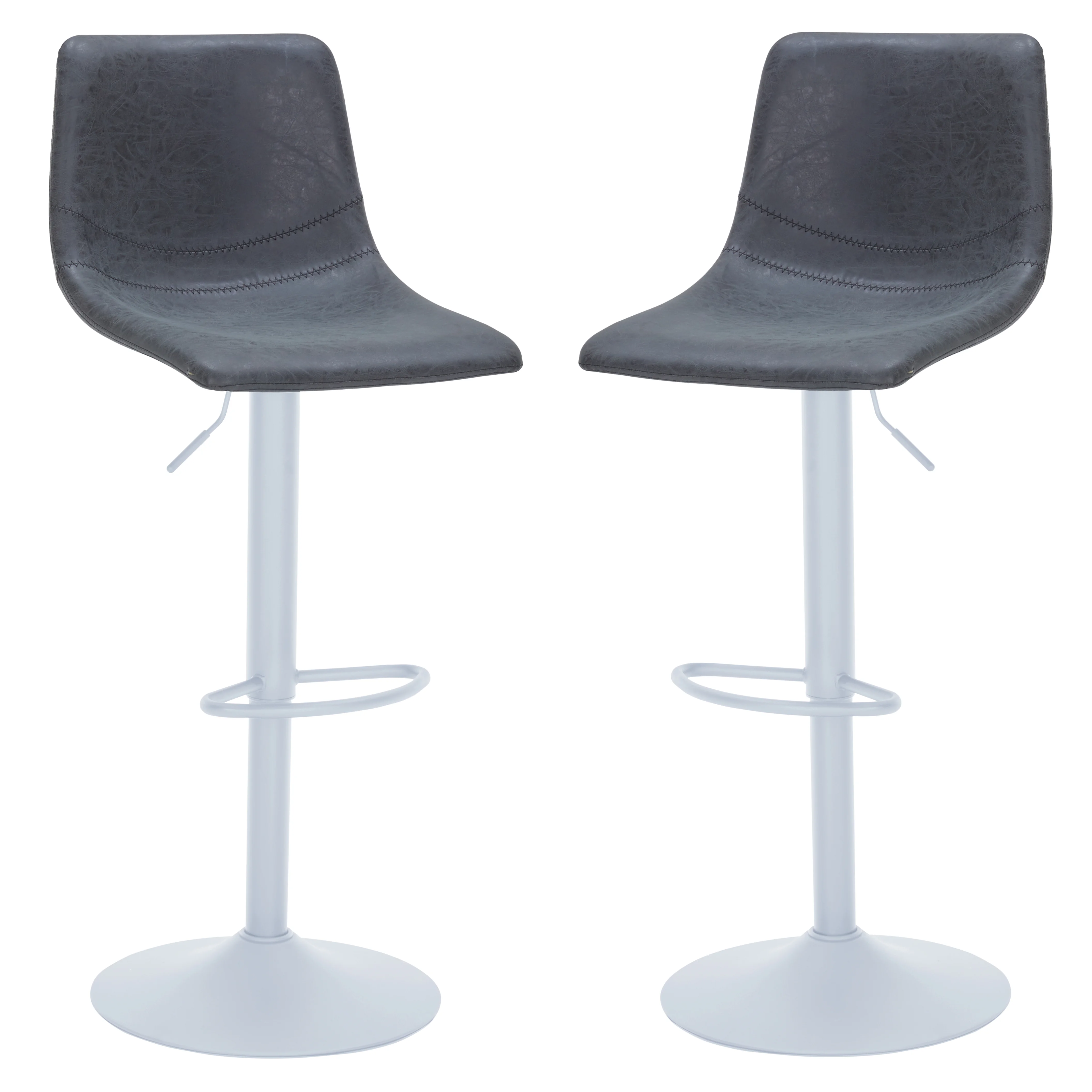 Tilbury - Bar stool - White Base with Charcoal Black Seat Set of 2