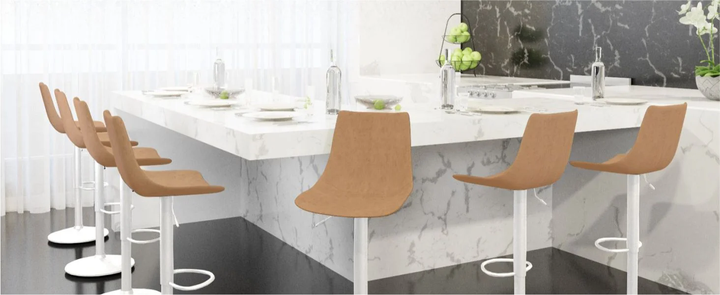 Tilbury - Bar stool White Base- Light Brown