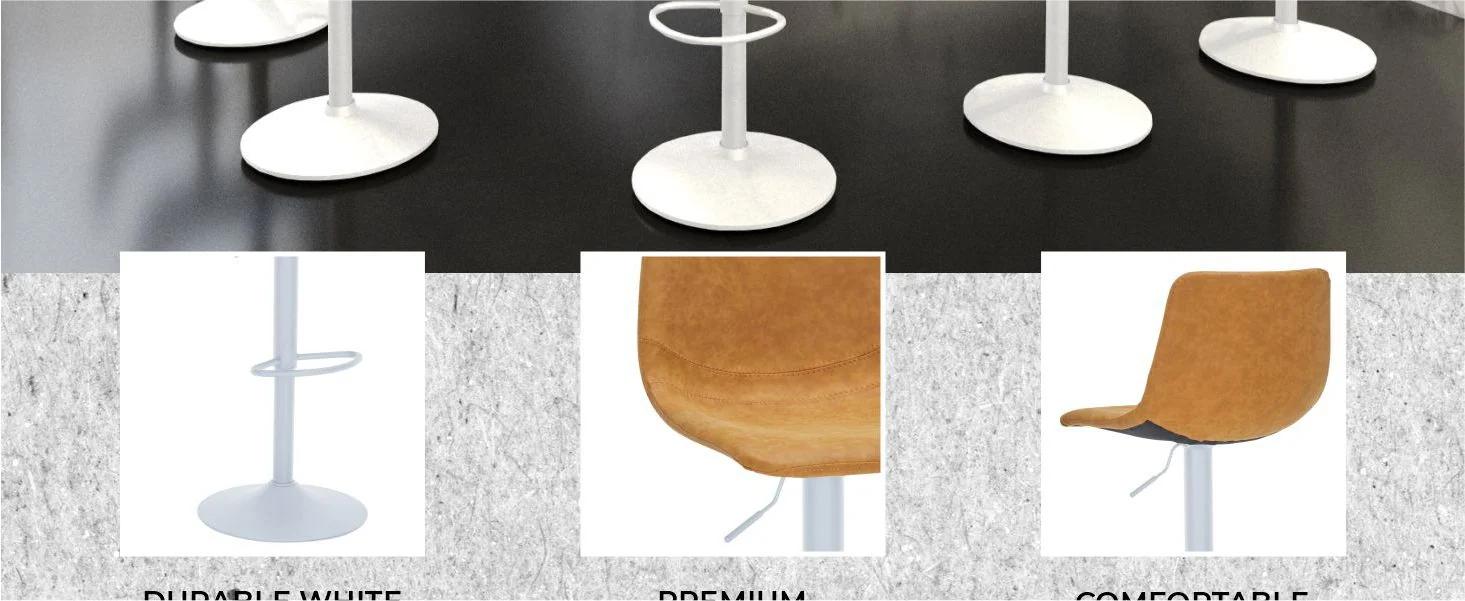 Tilbury - Bar stool White Base- Light Brown