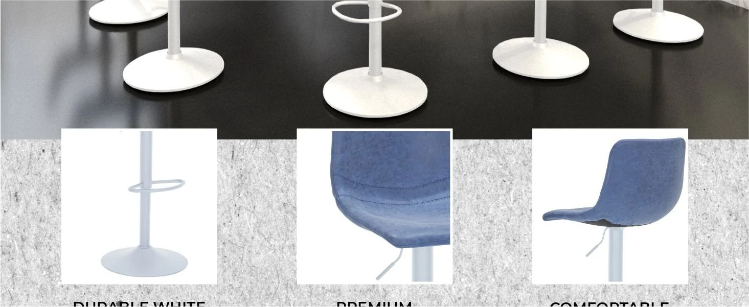 Tilbury - Bar stool -White Base- Peacock Blue