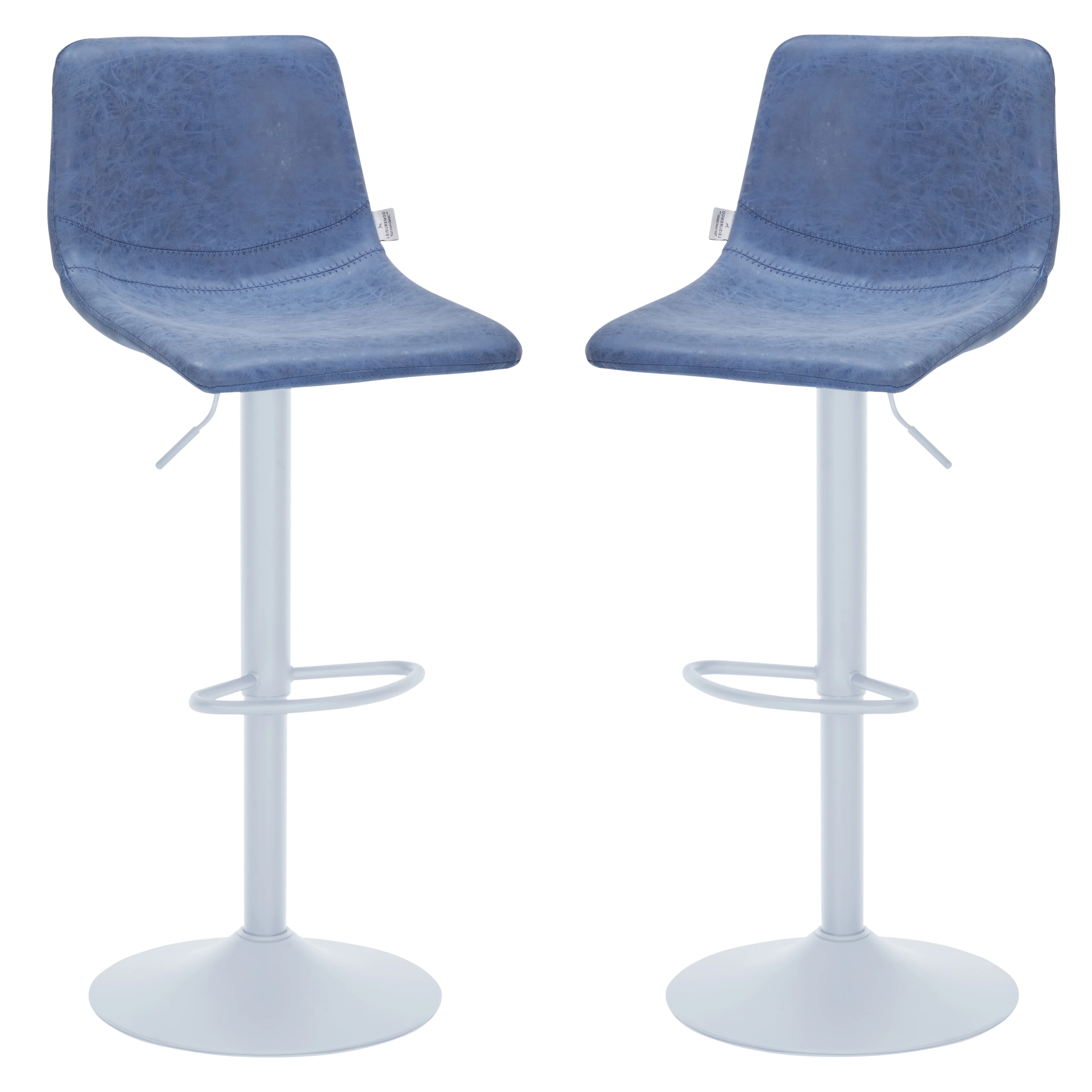 Tilbury - Bar stool -White Base- Peacock Blue Set of 2