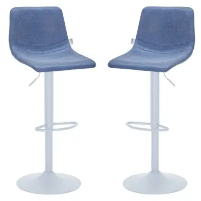 Tilbury - Bar stool -White Base- Peacock Blue Set of 2