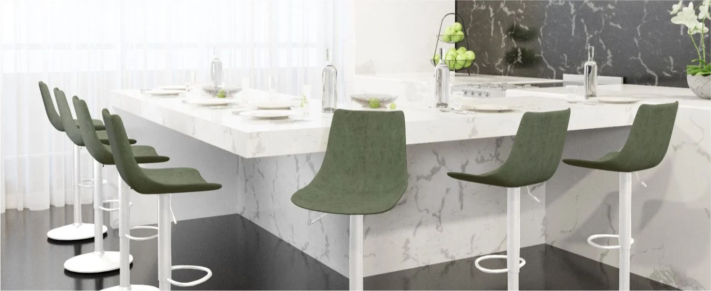 Tilbury - Bar stool - White Base-Olive Green