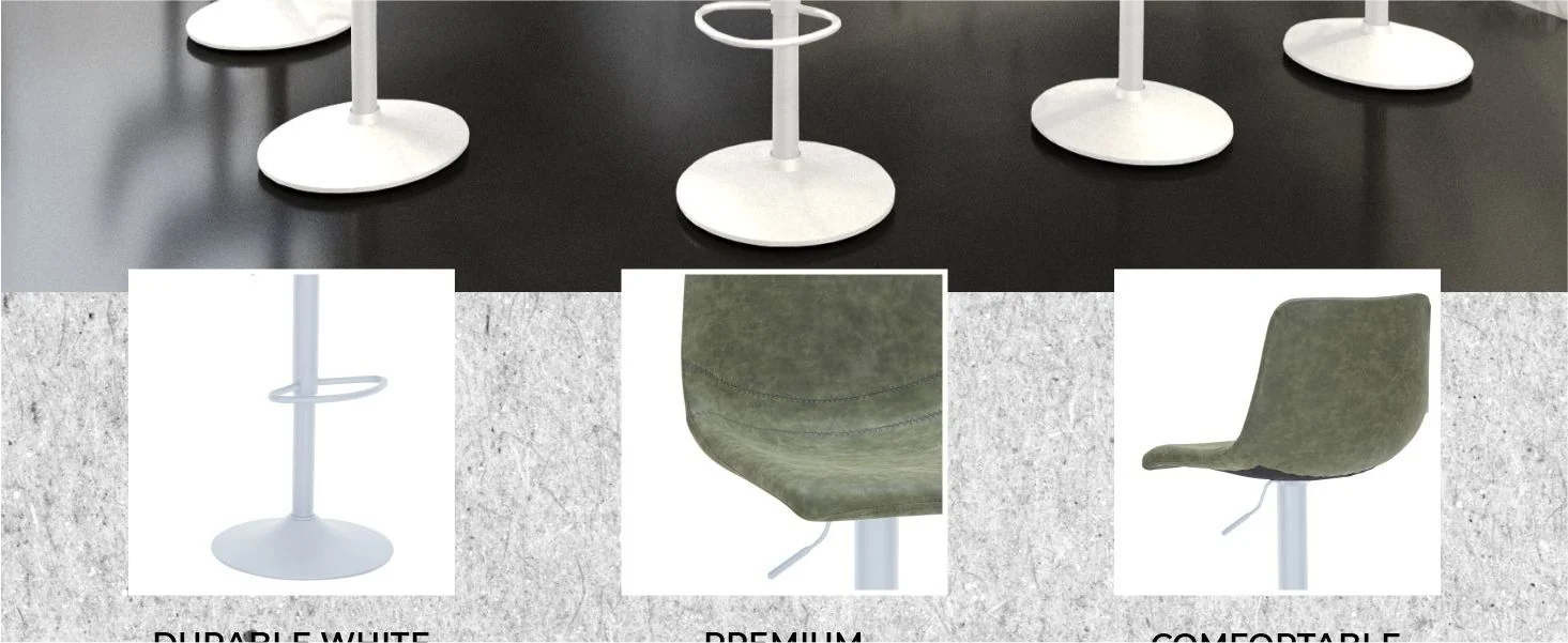 Tilbury - Bar stool - White Base-Olive Green