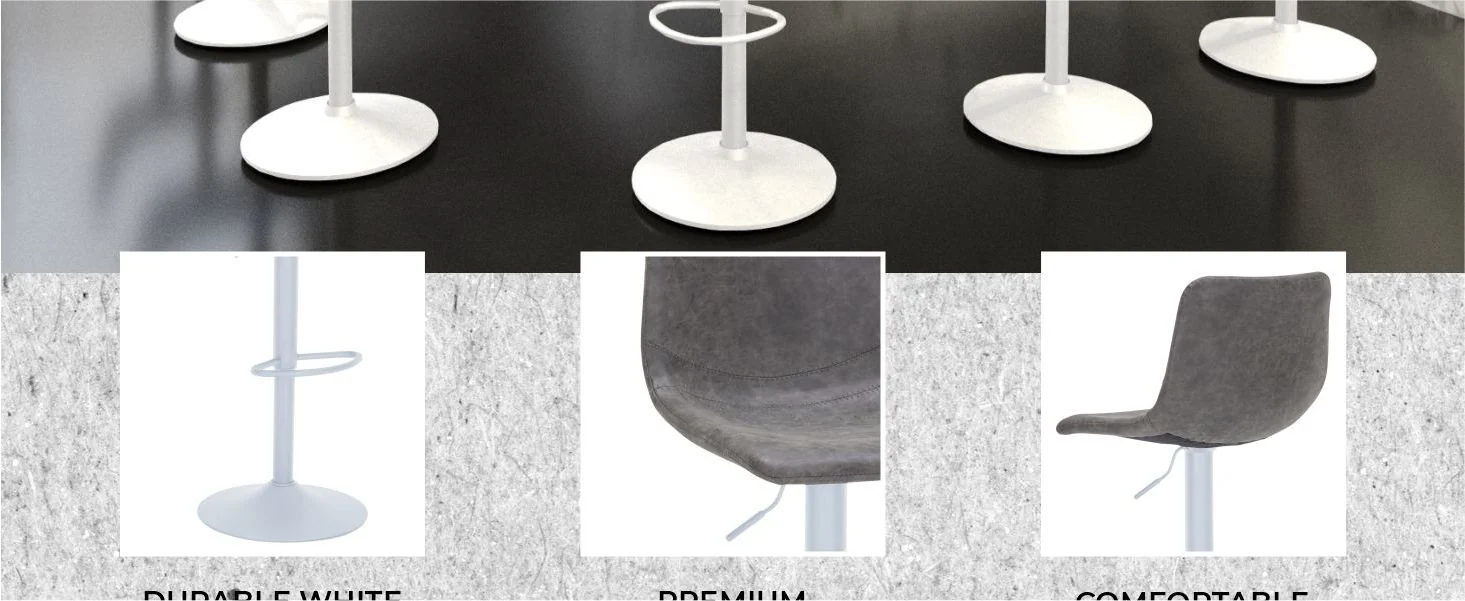 Tilbury - Bar stool - White base- Grey