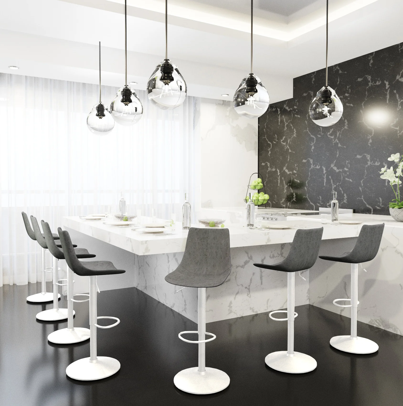 Tilbury - Bar stool - White base- Grey