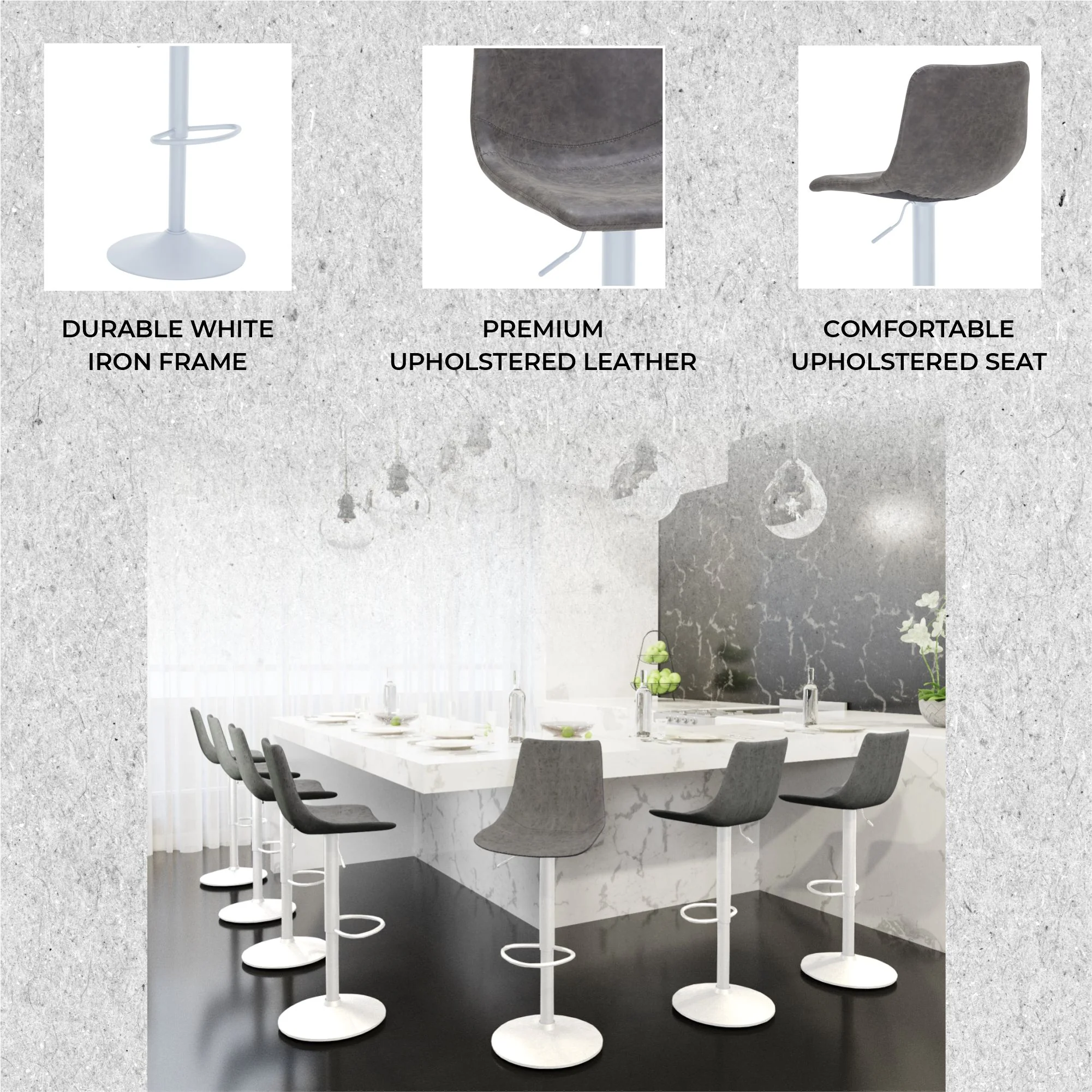 Tilbury - Bar stool - White base- Grey